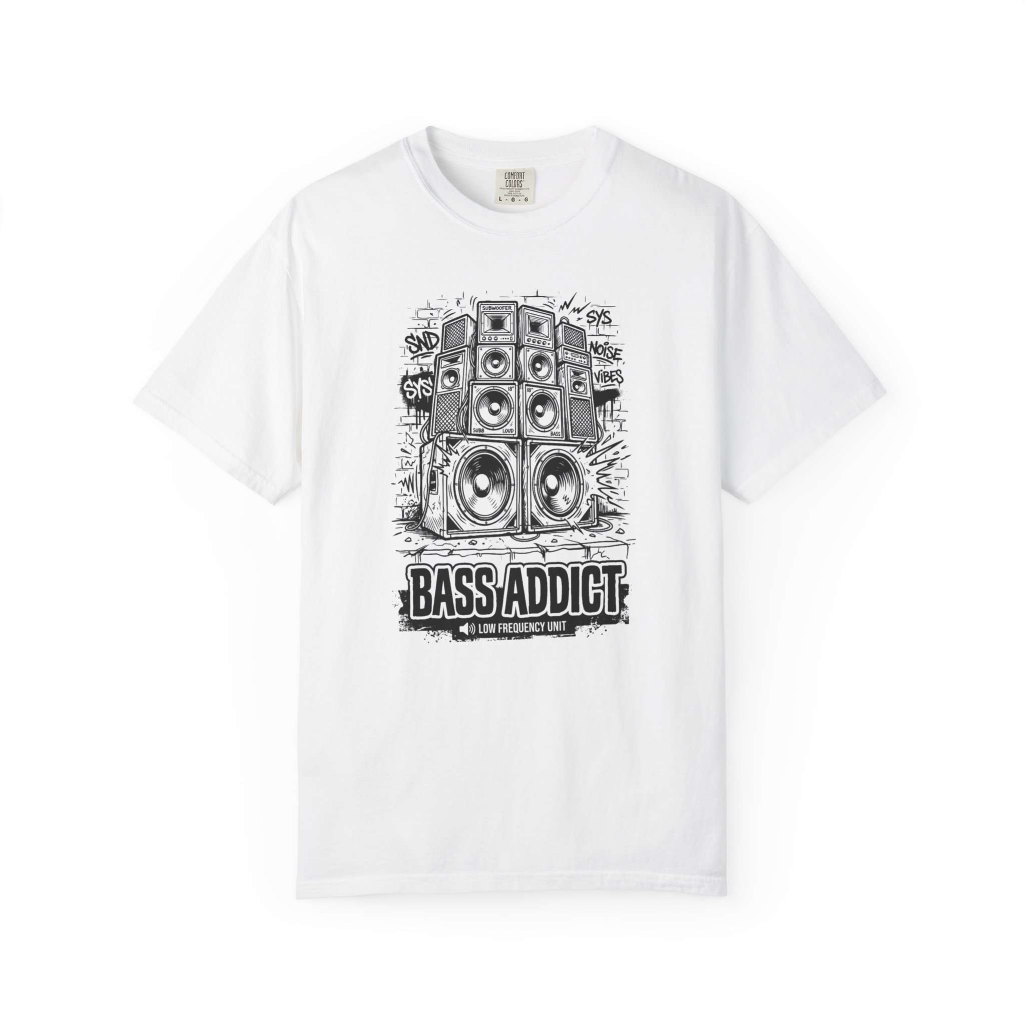 Bass Addict T-Shirt — Graphic Speaker Stack Tee for Music Lovers