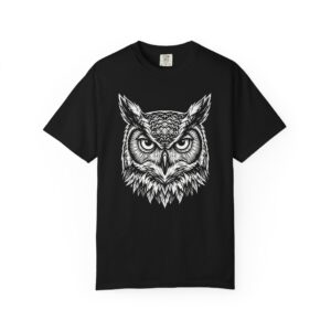 Owl Head Graphic Tee - Vintage Detailed Owl Illustration T-Shirt