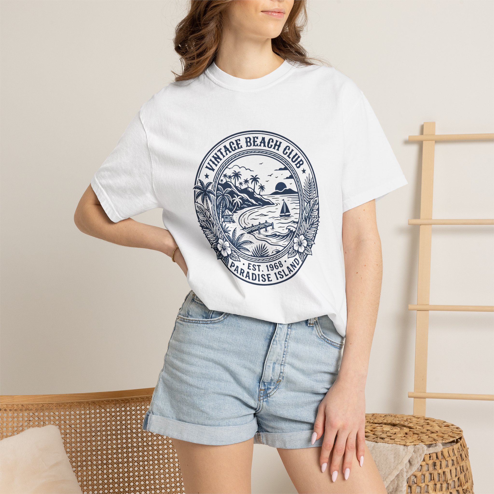 Vintage Beach Club T‑Shirt – Paradise Island Surf Graphic Tee - Image 4