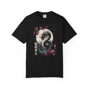 Dragon Moon T-Shirt — Japanese Sakura Dragon Graphic Tee (龍震昇天)