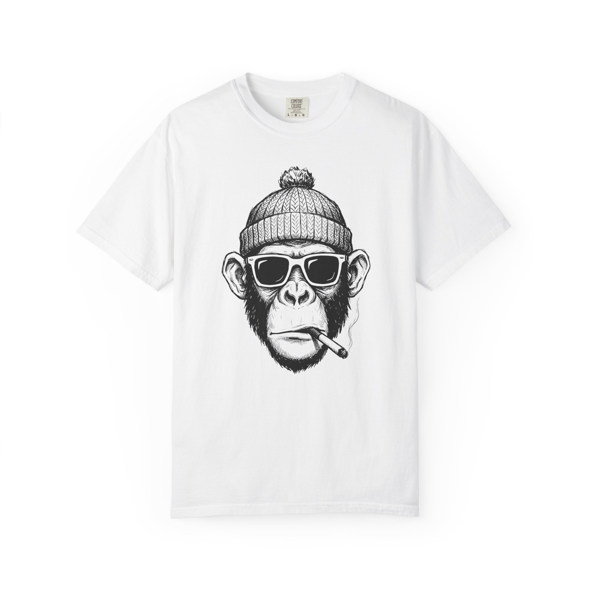 Graphic Tee — Beanie Monkey Smoking Design