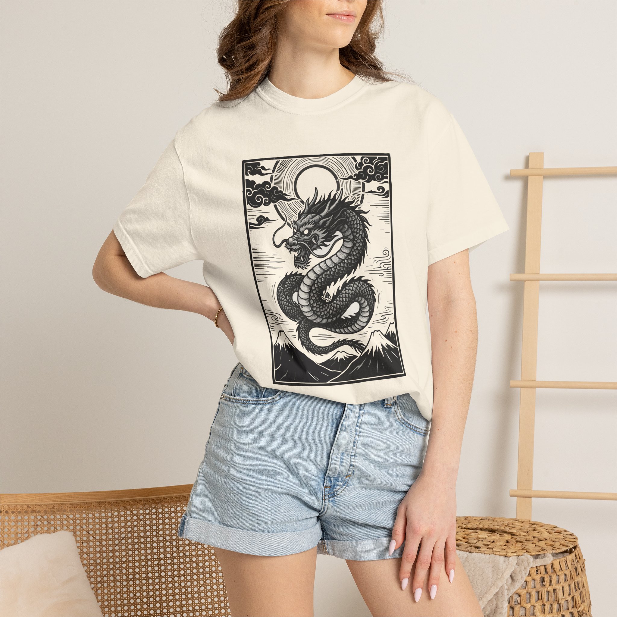 Dragon Illustration Tee — Vintage Japanese Mountain Serpent Graphic T-Shirt - Image 4