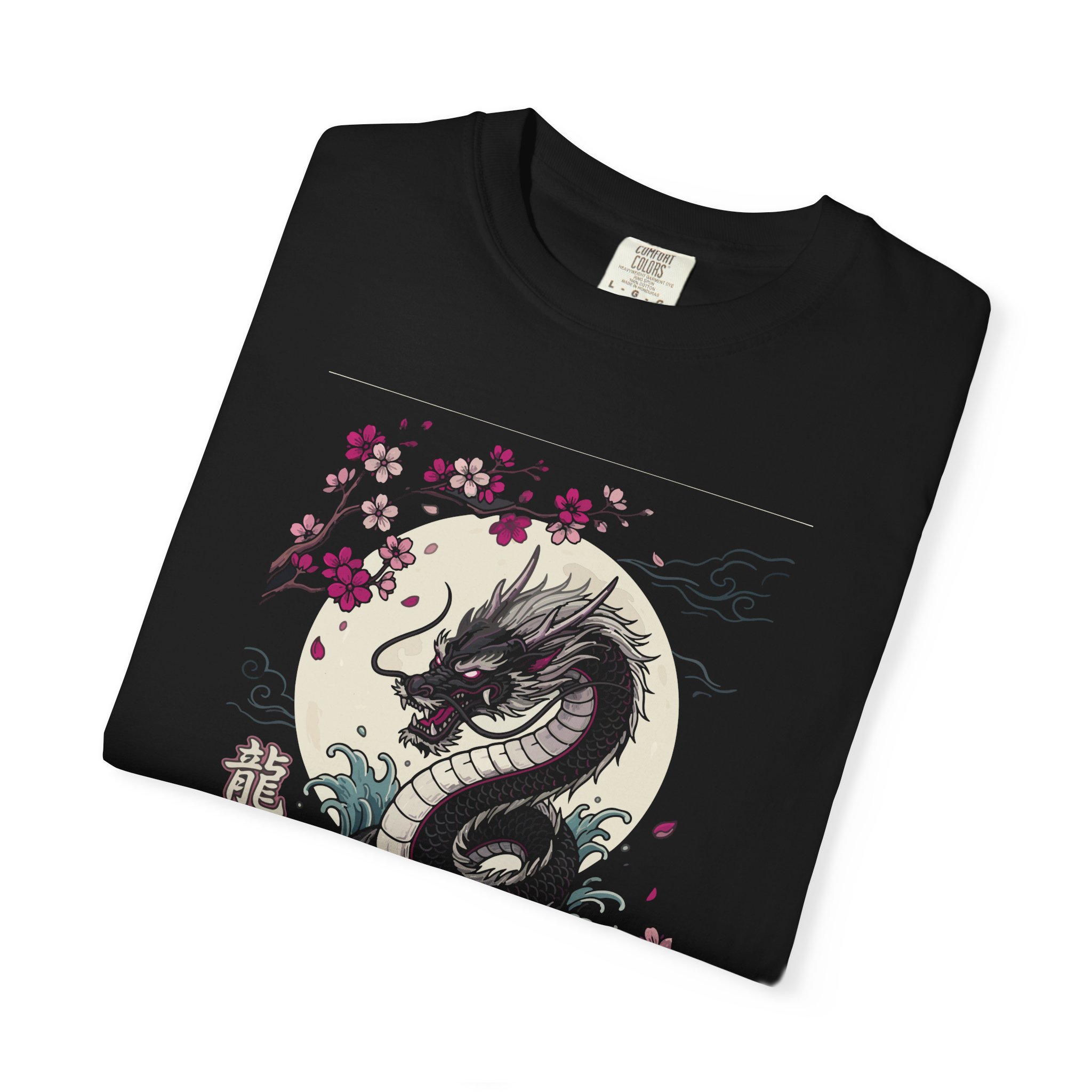 Dragon Moon T-Shirt — Japanese Sakura Dragon Graphic Tee (龍震昇天) - Image 3