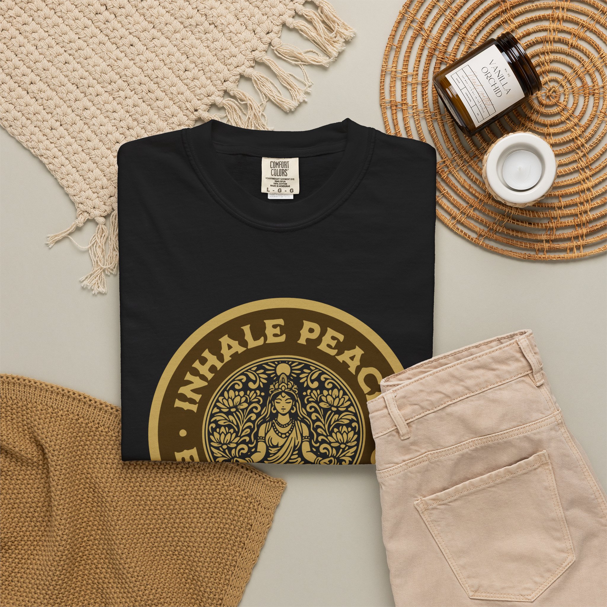 Inhale Peace Exhale Stress T-Shirt — Yoga Meditation Graphic Tee - Image 4