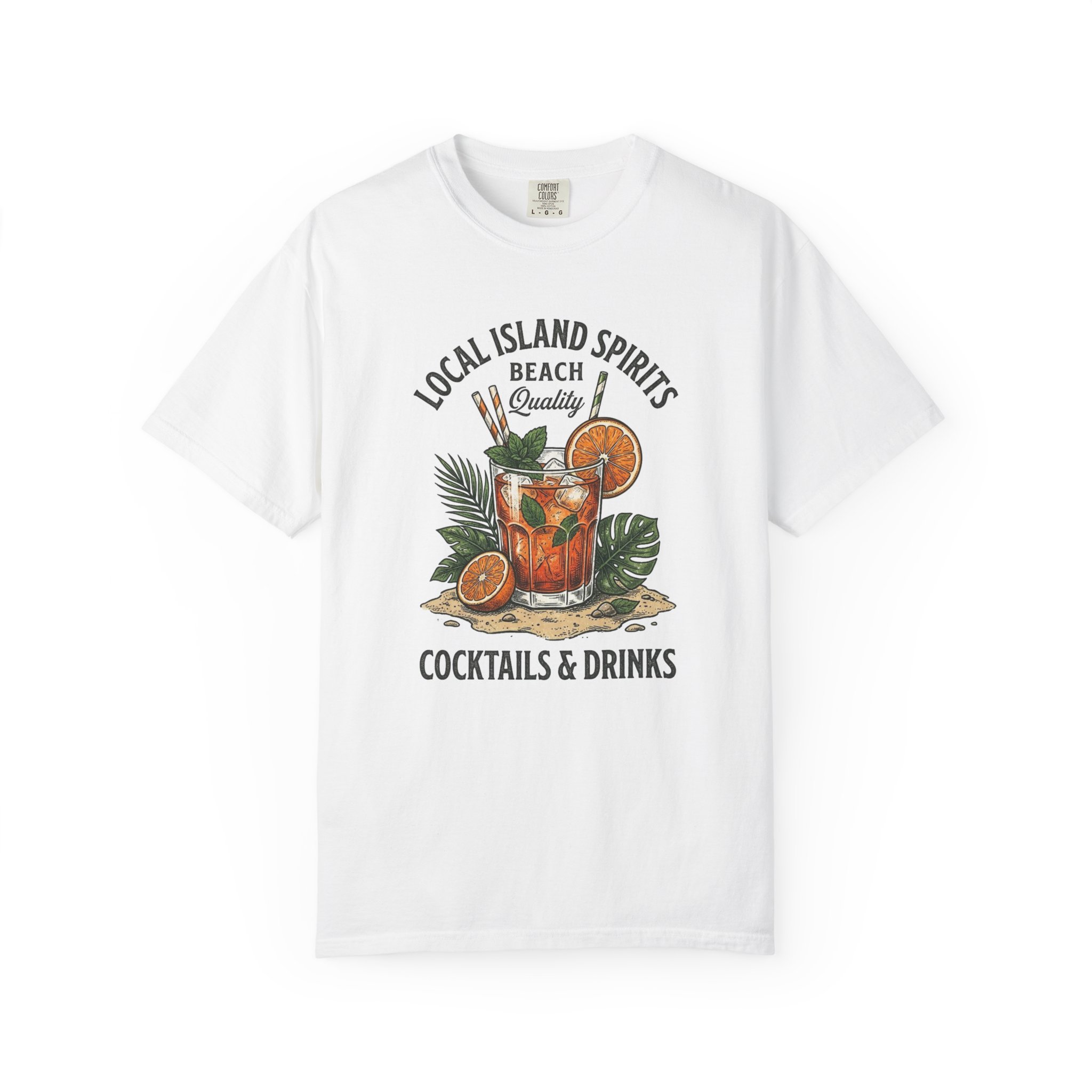 Beach Cocktails T-Shirt — "Local Island Spirits: Cocktails & Drinks" Tropical Cocktail Tee