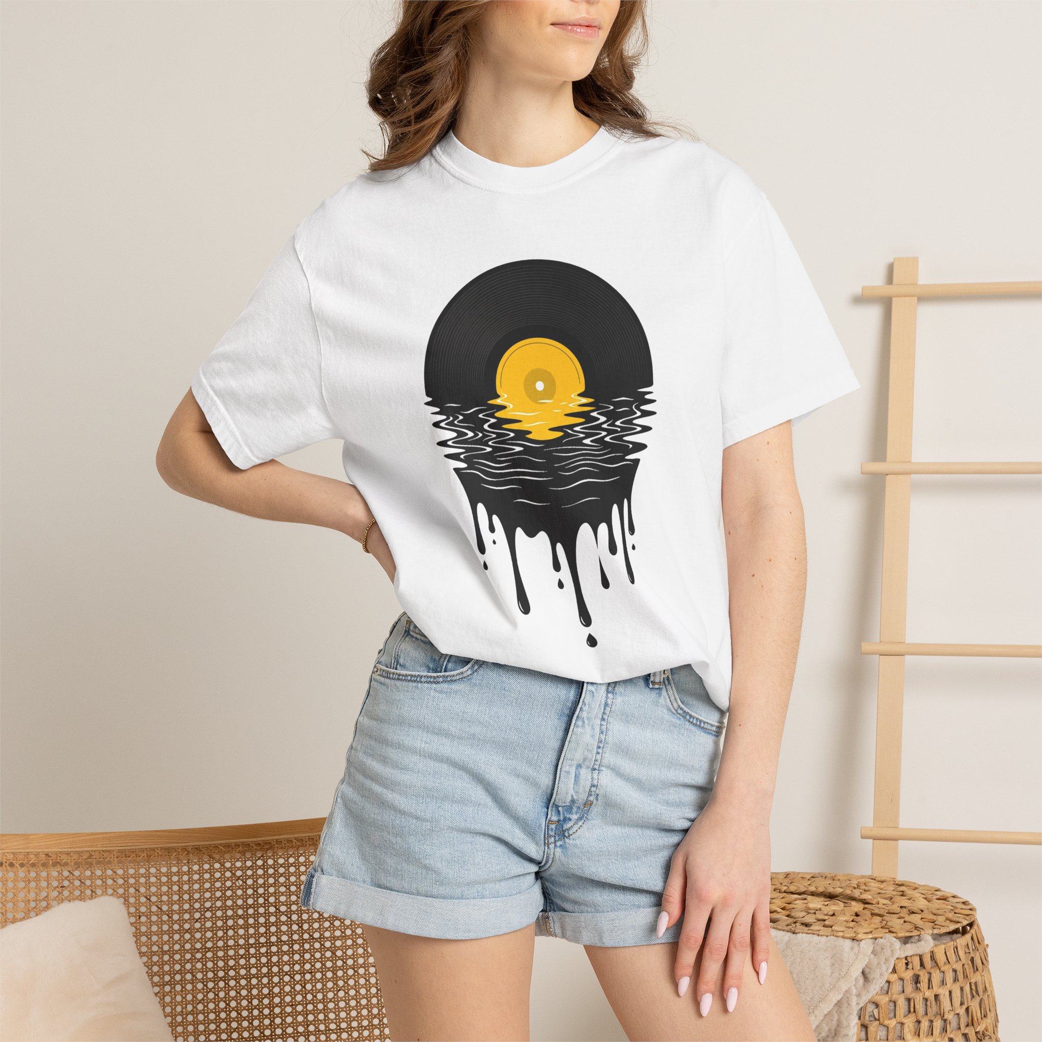 Vinyl Sunset T-Shirt — Dripping Record Graphic Tee - Image 4