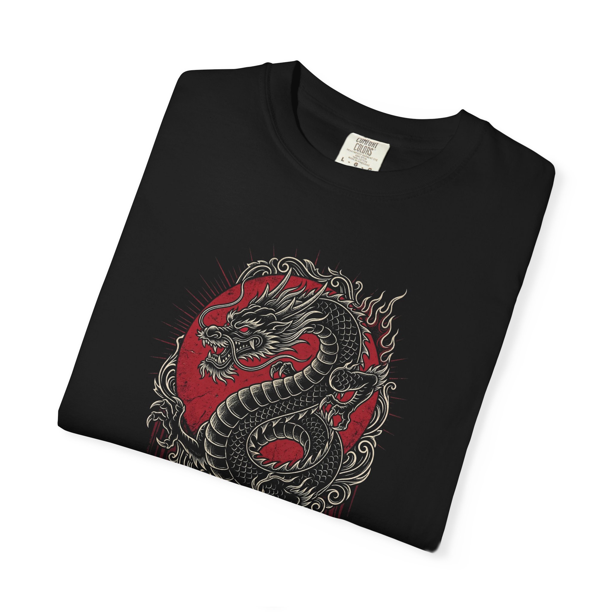 Dragon Graphic Tee — Red & Gray Oriental Dragon T-Shirt - Image 3