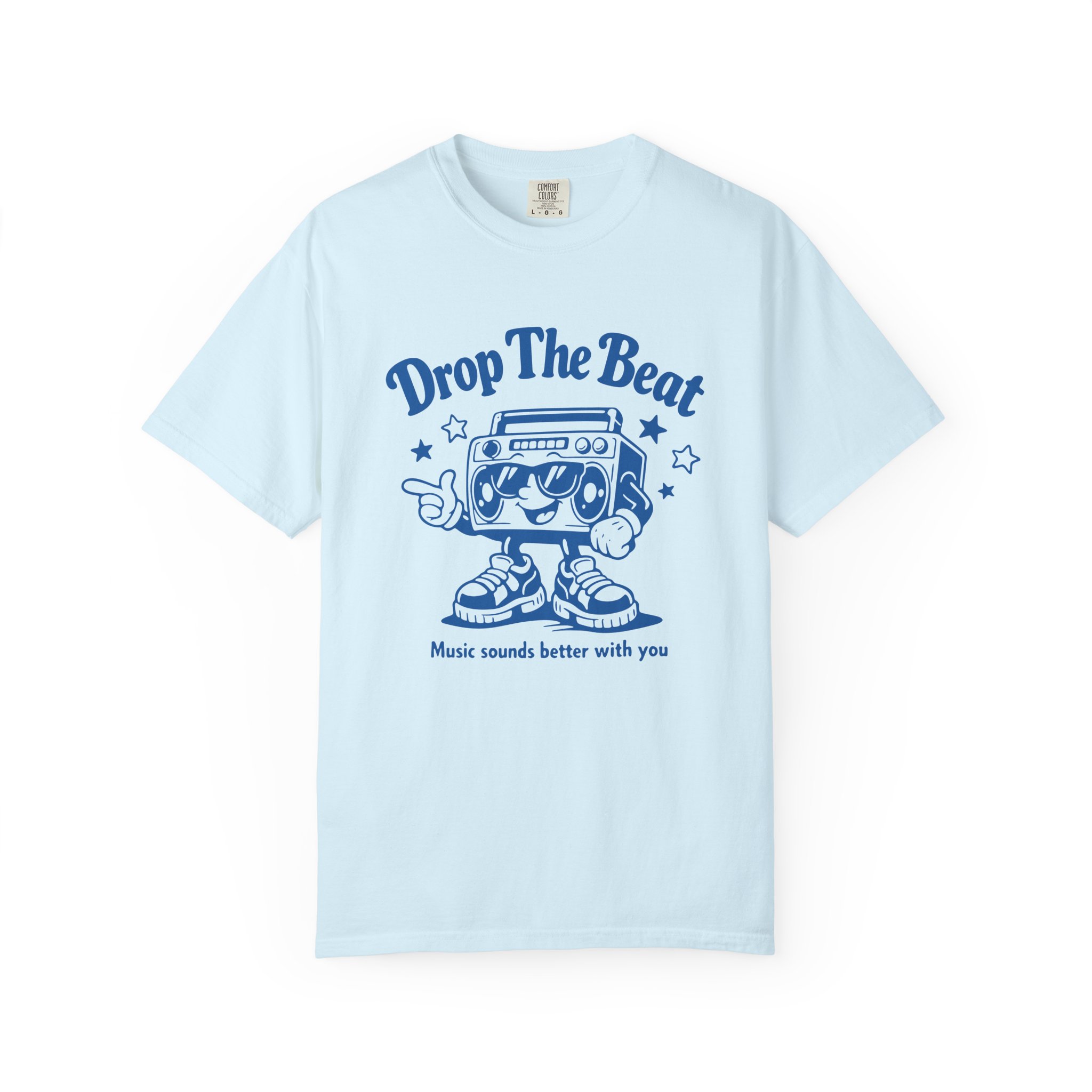 Drop The Beat Graphic Tee — Retro Boombox Music Shirt