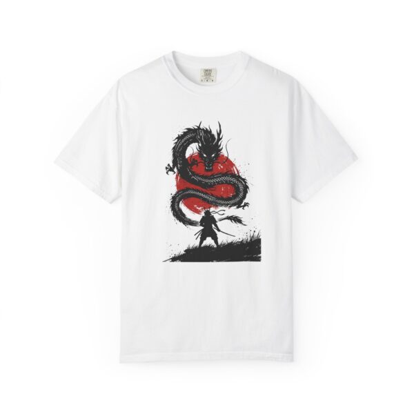 Samurai vs Dragon T-Shirt — Red Ink Brushstroke Graphic Tee