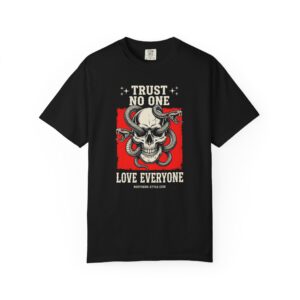 Skull & Snake Tee — "Trust No One, Love Everyone" Graphic T-Shirt