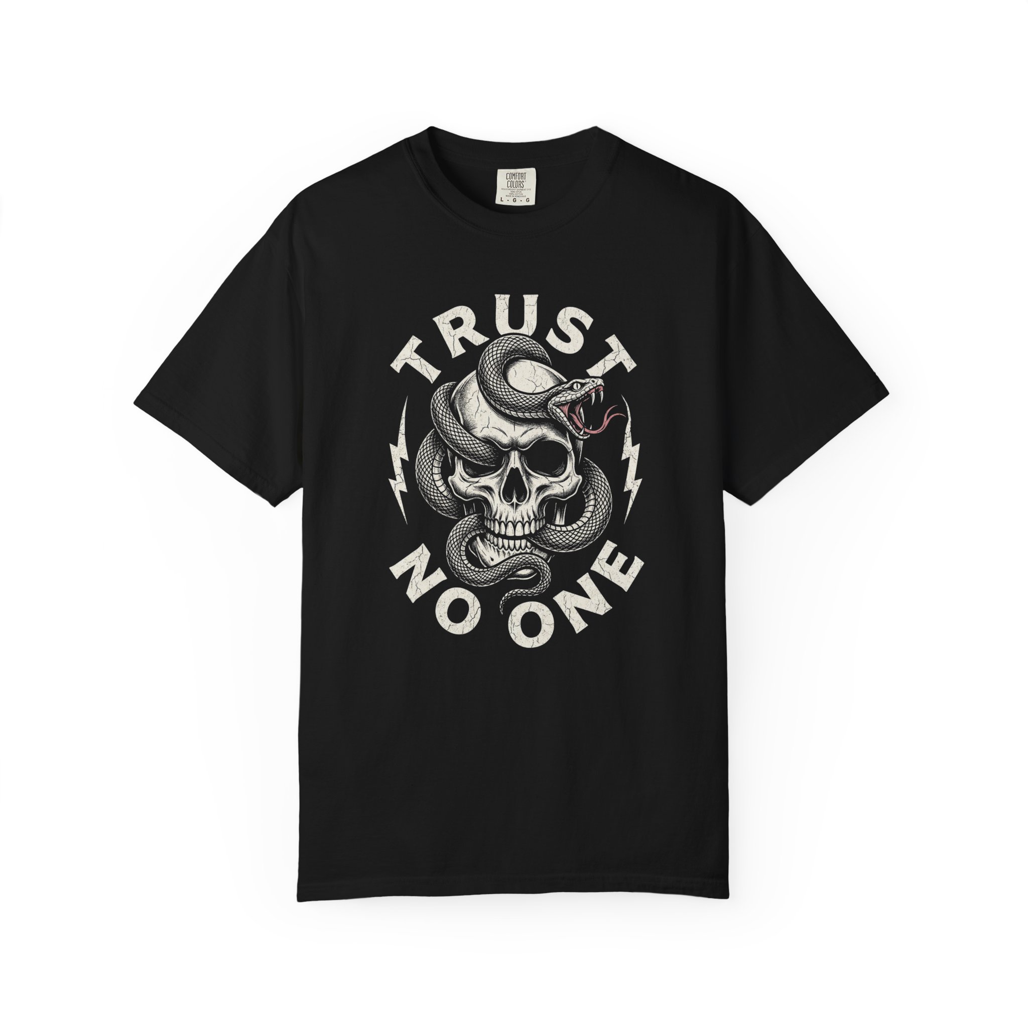 Trust No One Skull & Snake Tee — Gothic Rock Graphic T‑Shirt