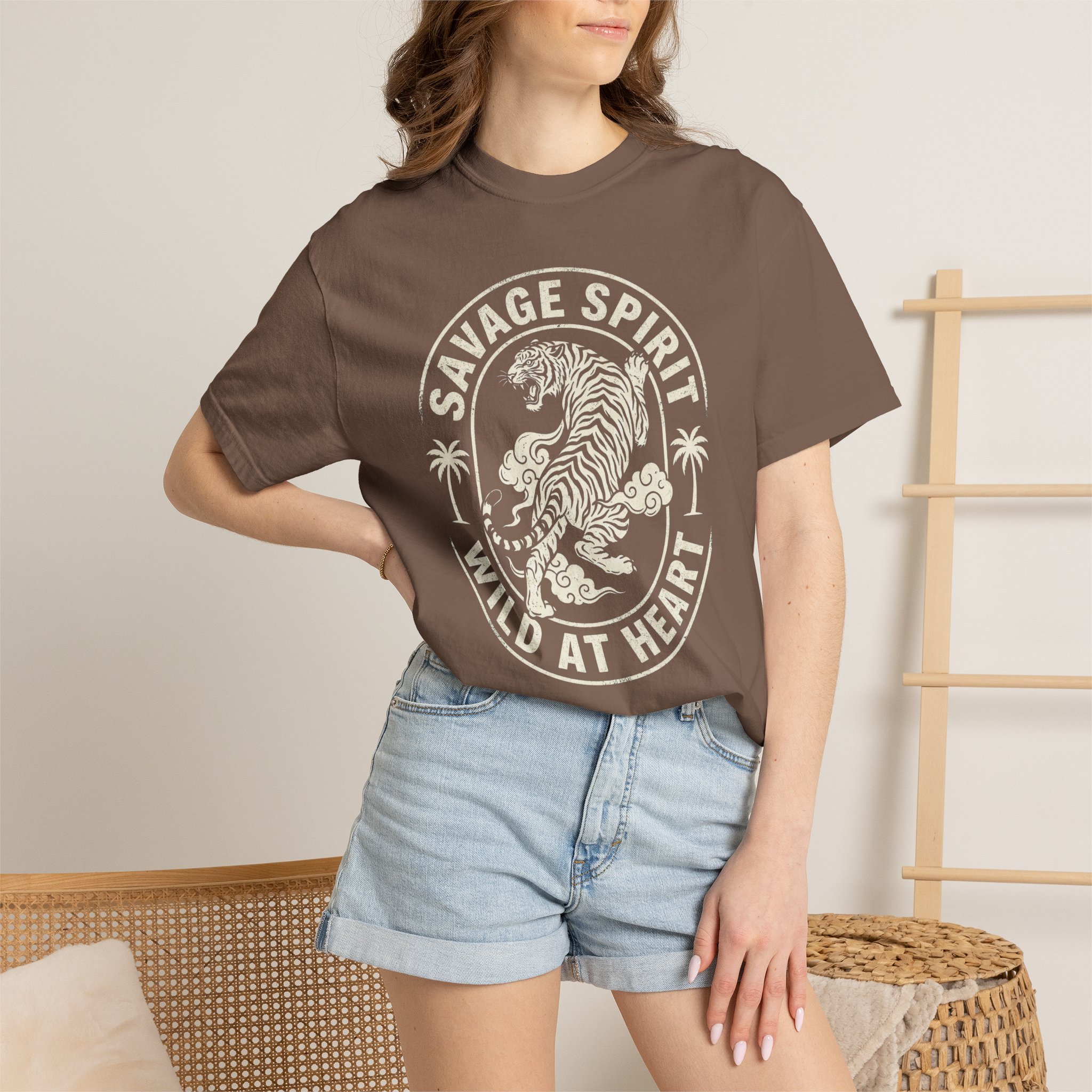 Savage Spirit "Wild at Heart" Graphic Tee — Vintage Wave Tiger Design - Image 4