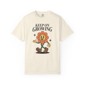 Keep On Growing Tee — Retro Smiling Flower Motivational T-Shirt