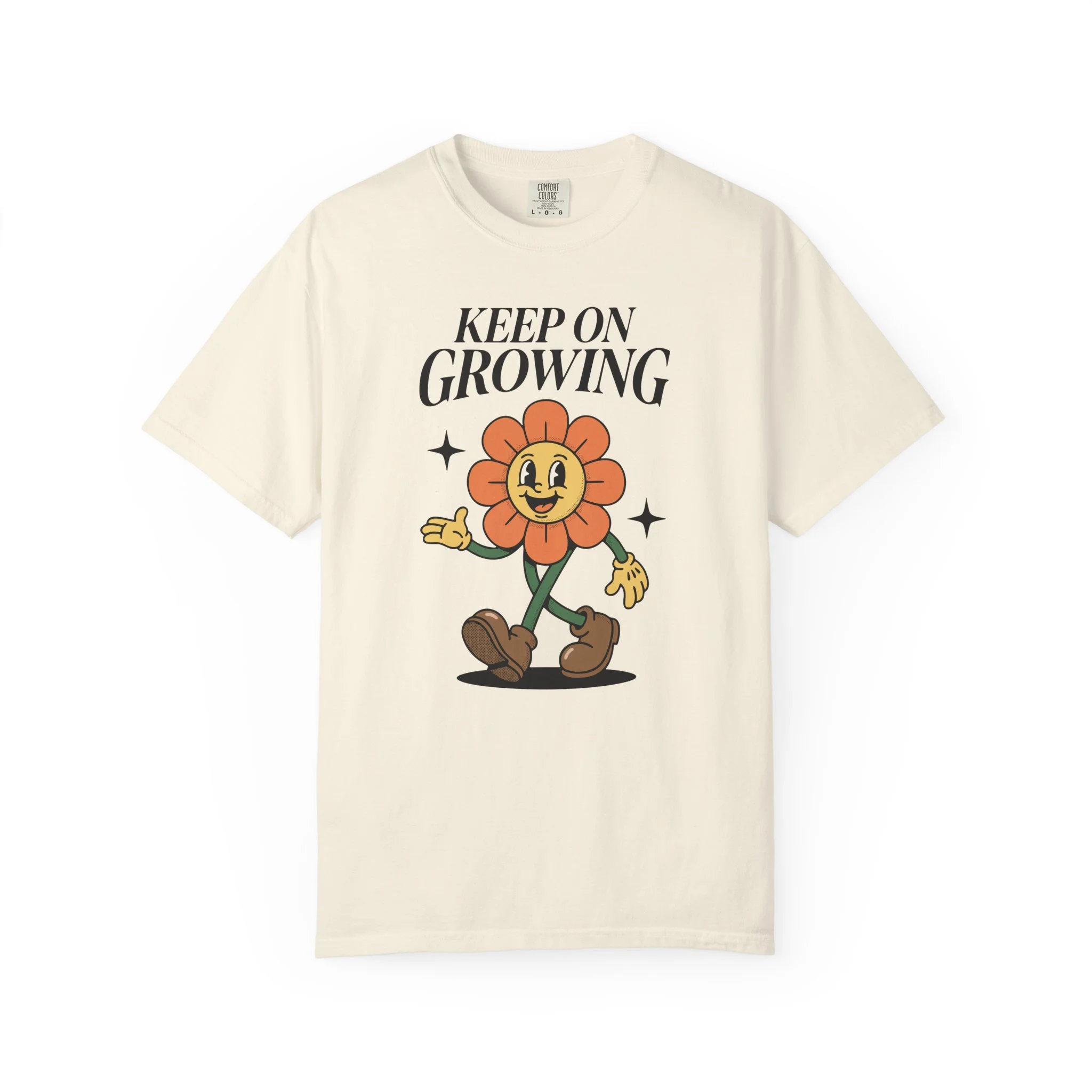 Keep On Growing Tee — Retro Smiling Flower Motivational T-Shirt