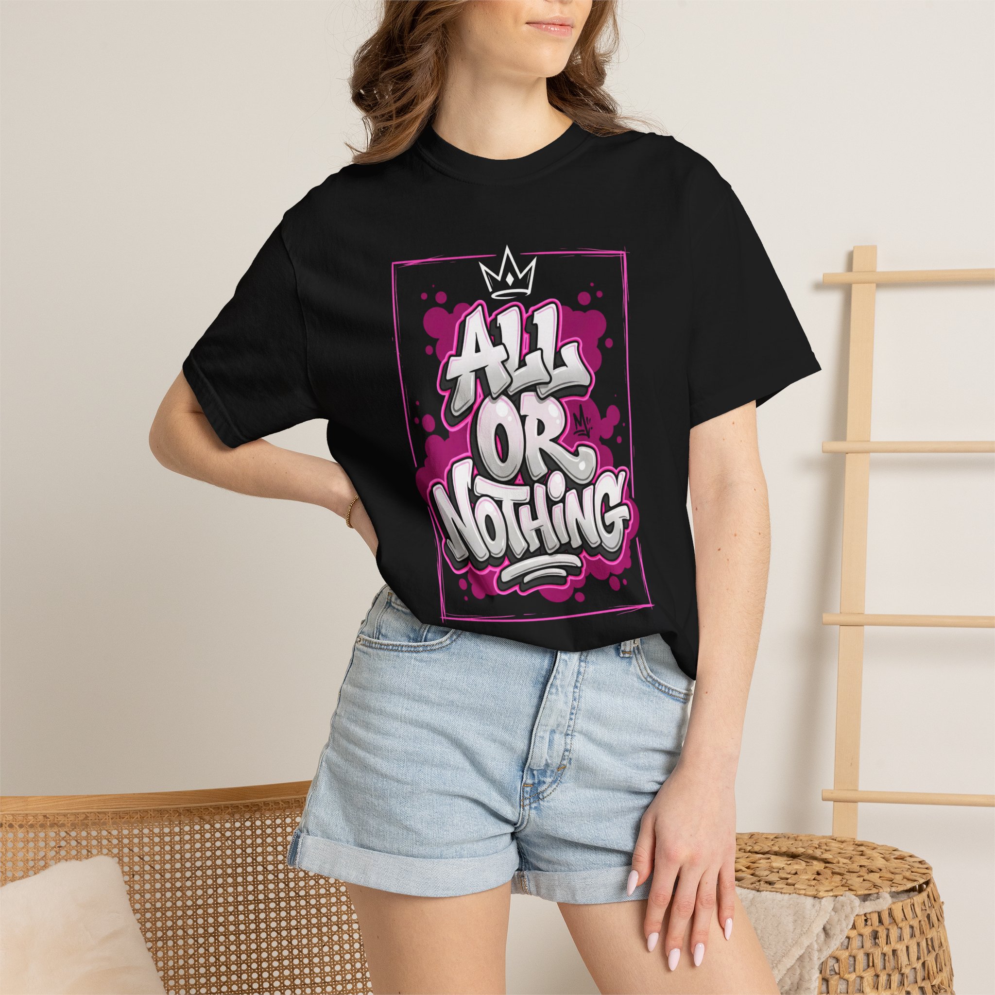 All Or Nothing Graffiti Tee - Urban Streetwear Graphic T-Shirt - Image 4