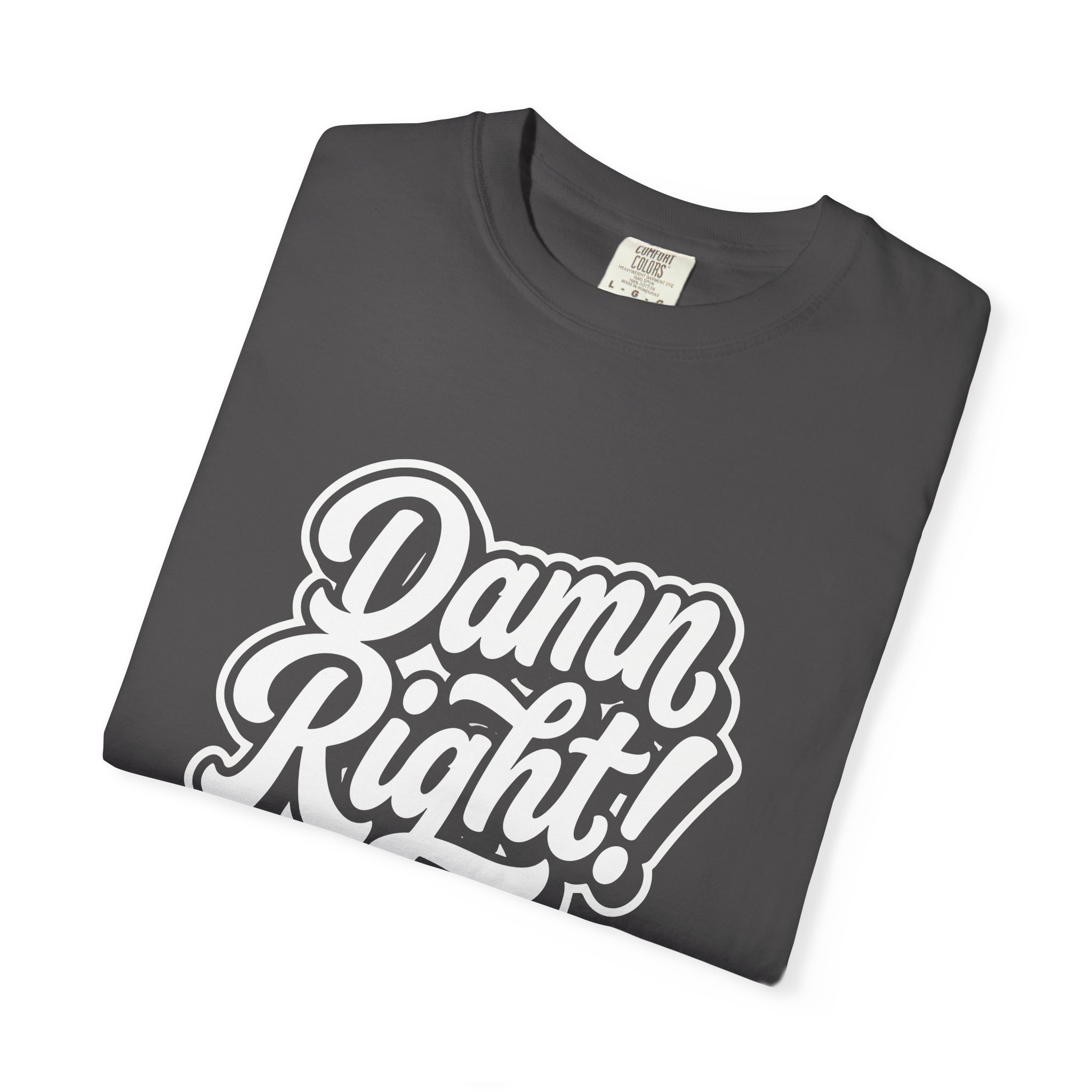 Damn Right! Graphic Tee - Bold Retro Script Black T-Shirt - Image 3