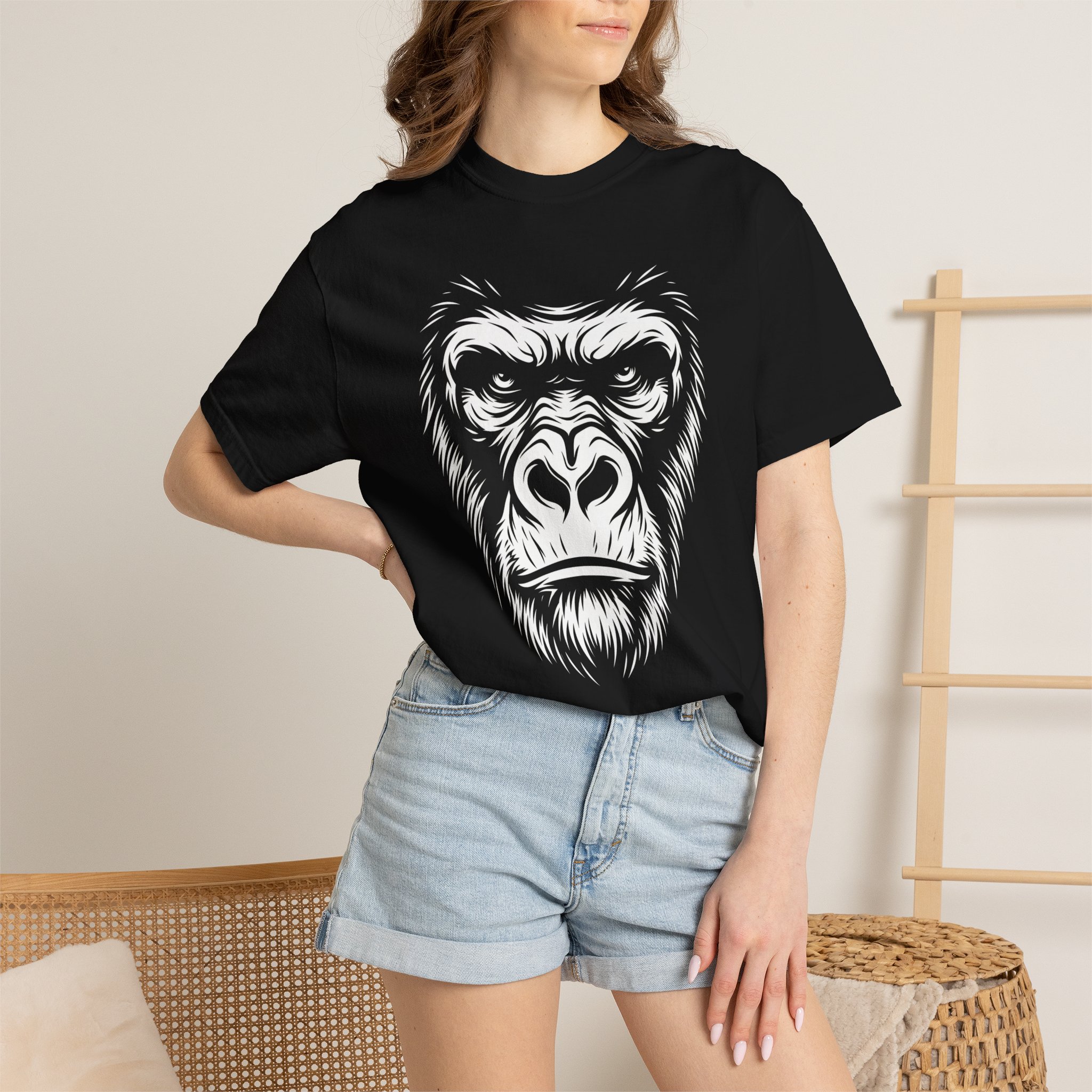 Gorilla Face Graphic Tee — Bold Primal Ape Portrait T-Shirt - Image 4