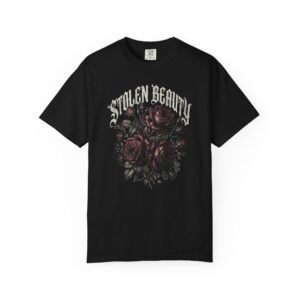 Stolen Beauty Floral Graphic Tee — Dark Vintage Rose Band Shirt