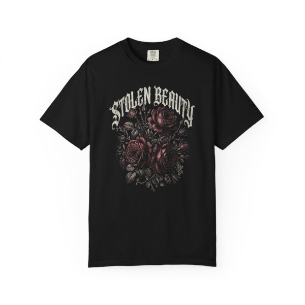 Stolen Beauty Floral Graphic Tee — Dark Vintage Rose Band Shirt