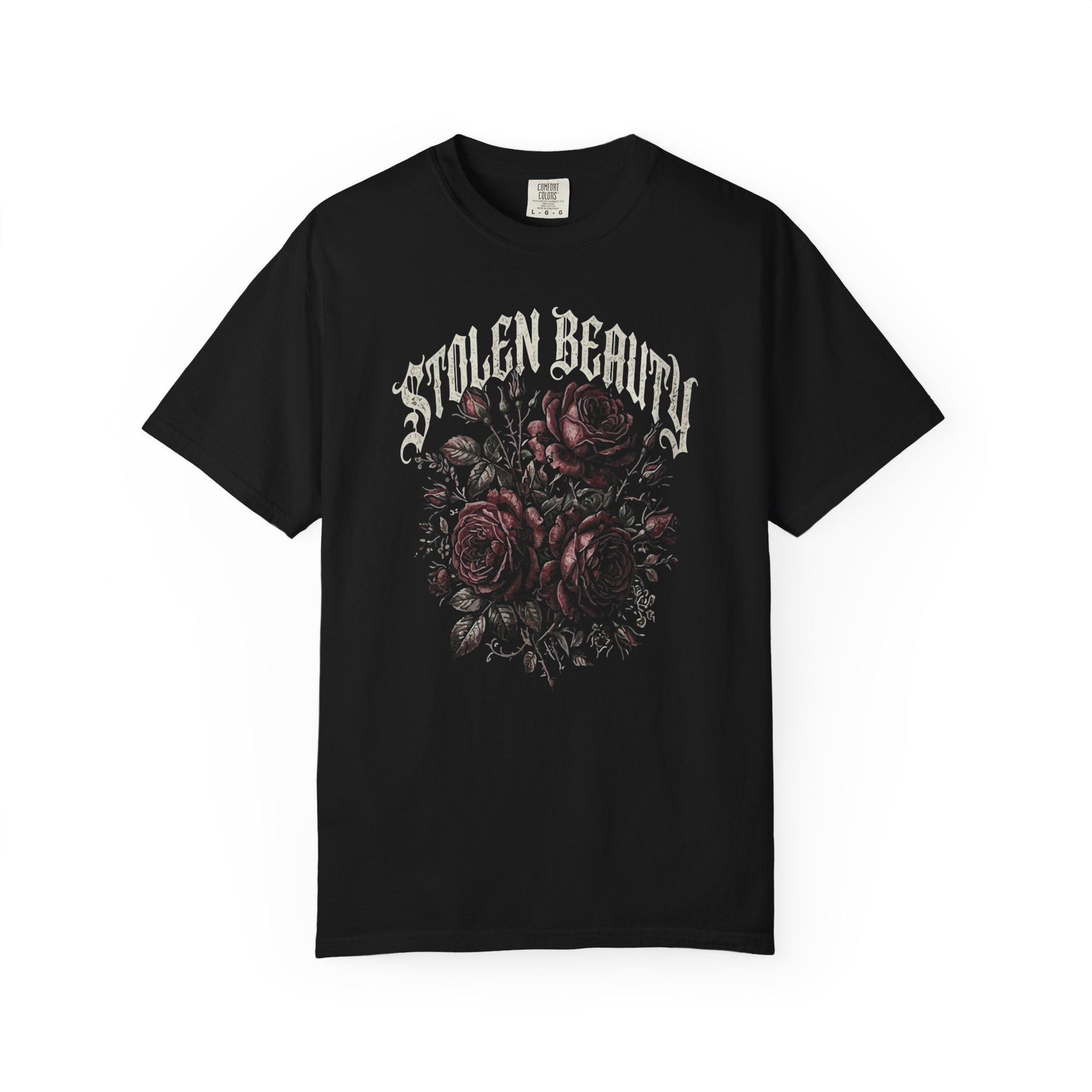 Stolen Beauty Floral Graphic Tee — Dark Vintage Rose Band Shirt