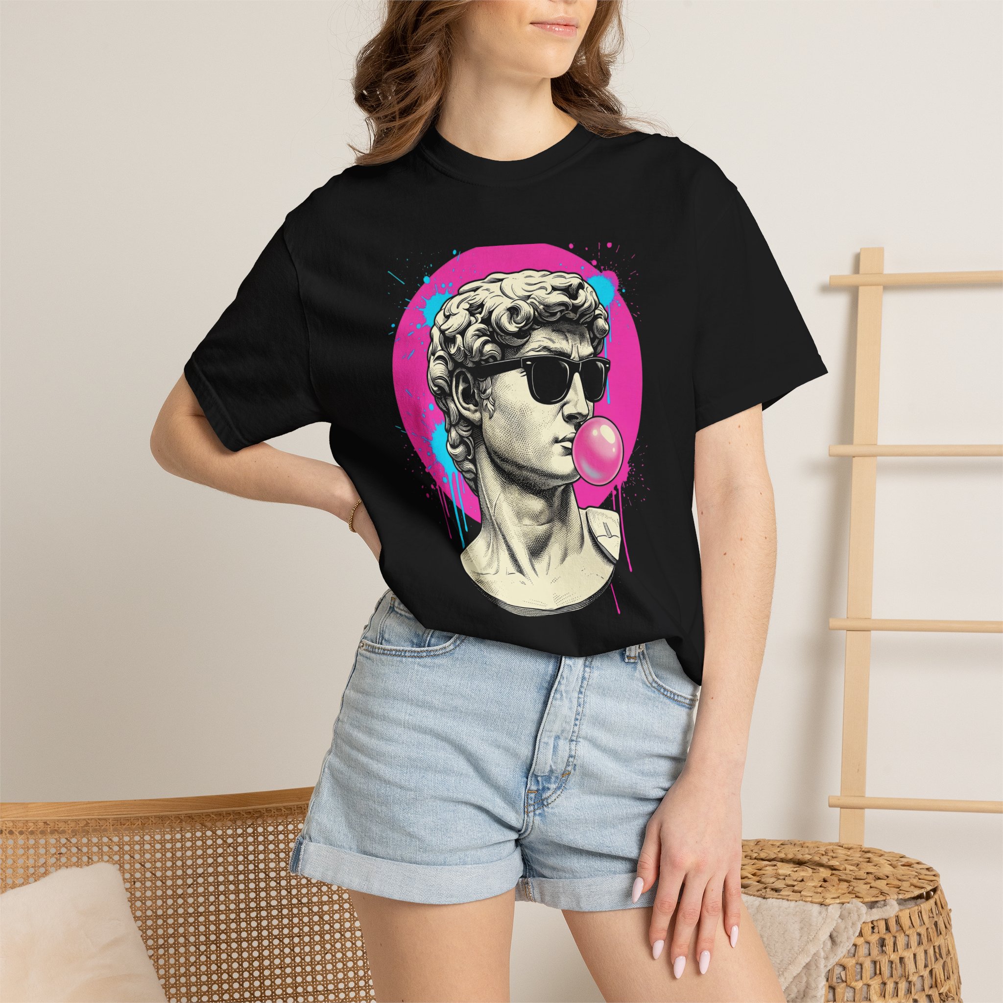 Statue of David Bubblegum Tee — Retro Neon Pop Art T-Shirt - Image 4