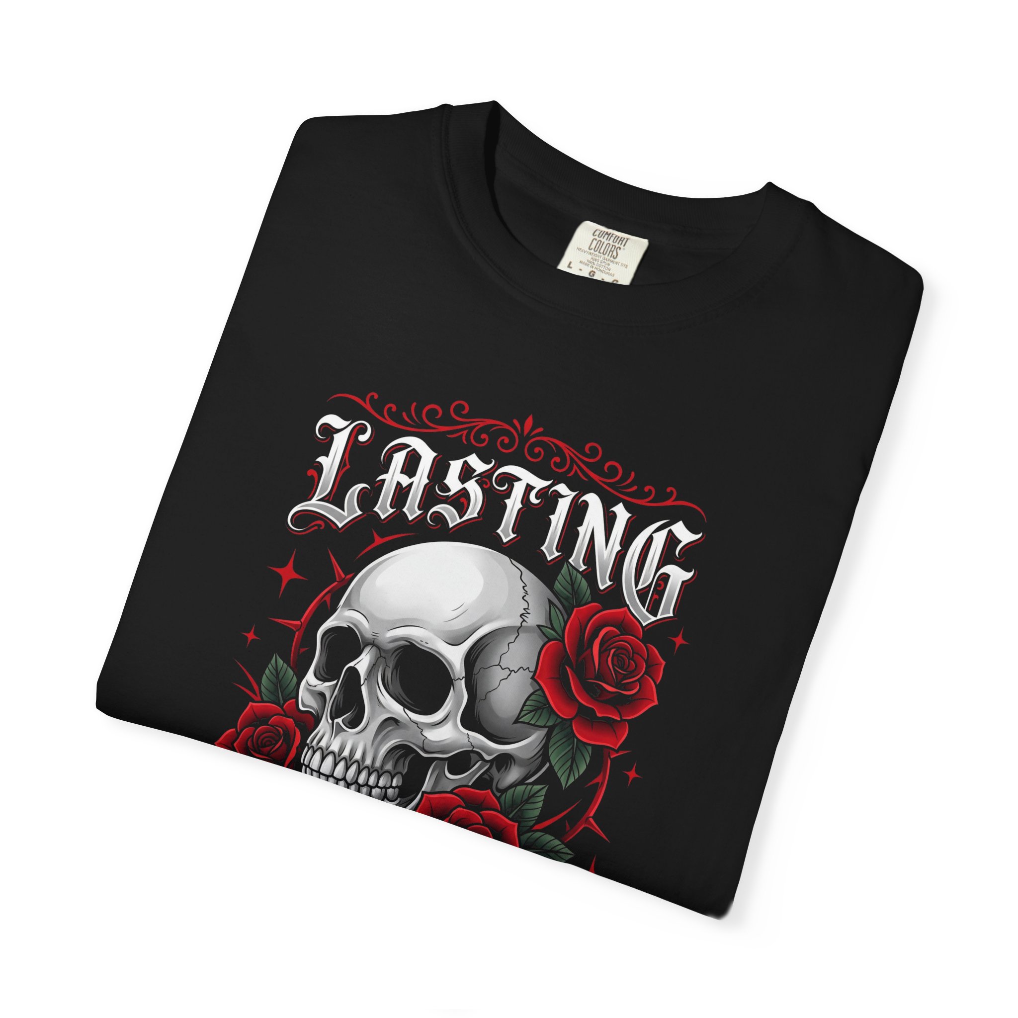 Lasting Legacy Skull Tee — Gothic Rose Skull T-Shirt - Image 3