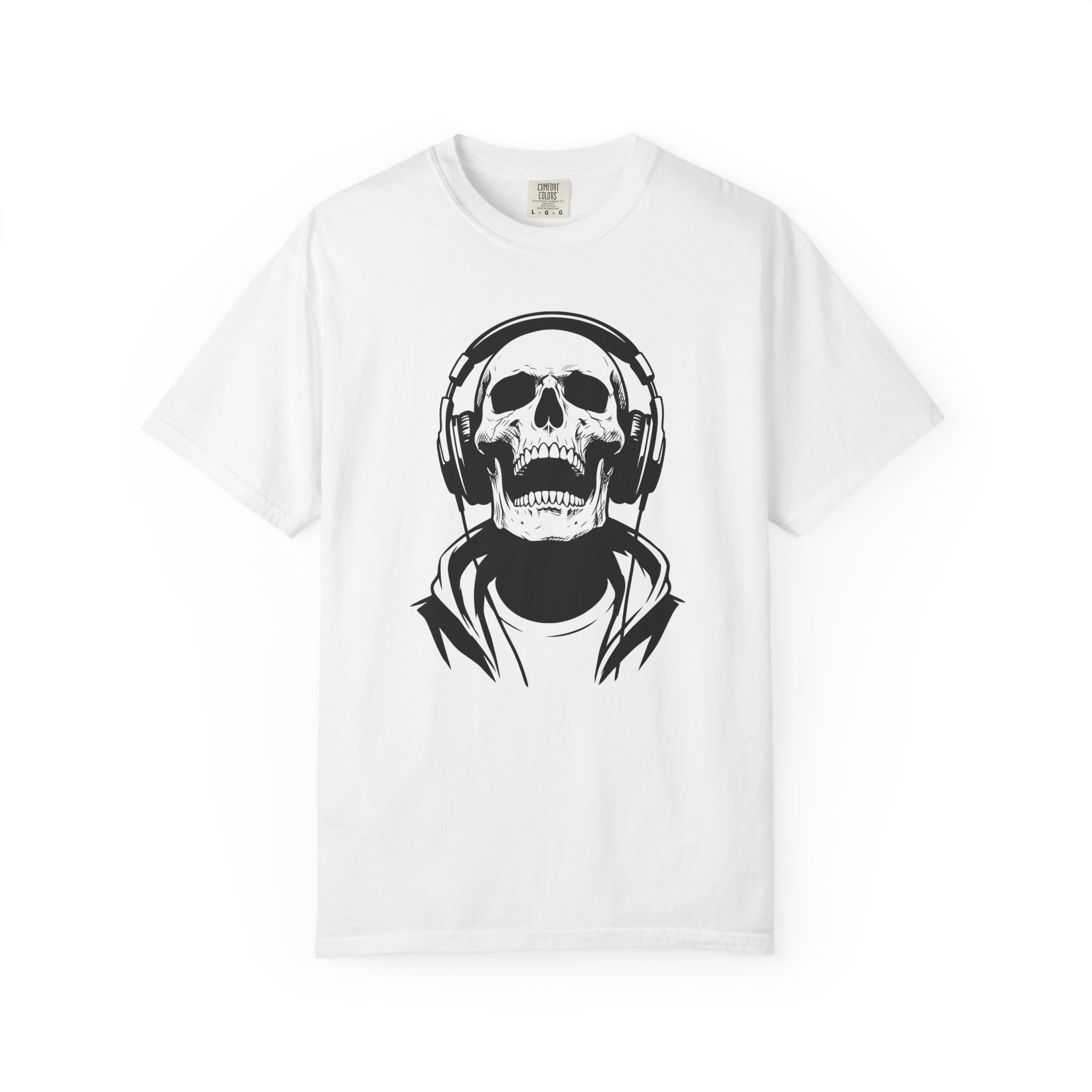 Skull DJ T‑Shirt — Headphone Skeleton Graphic Tee