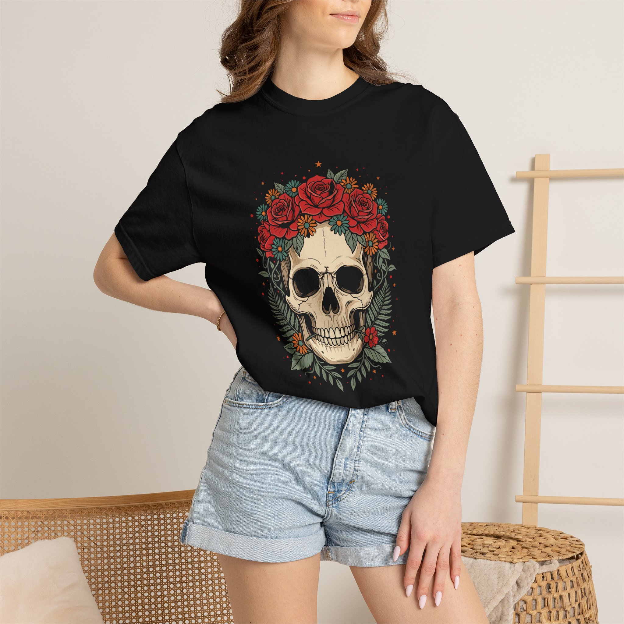 Skull with Rose Crown T-Shirt - Image 4