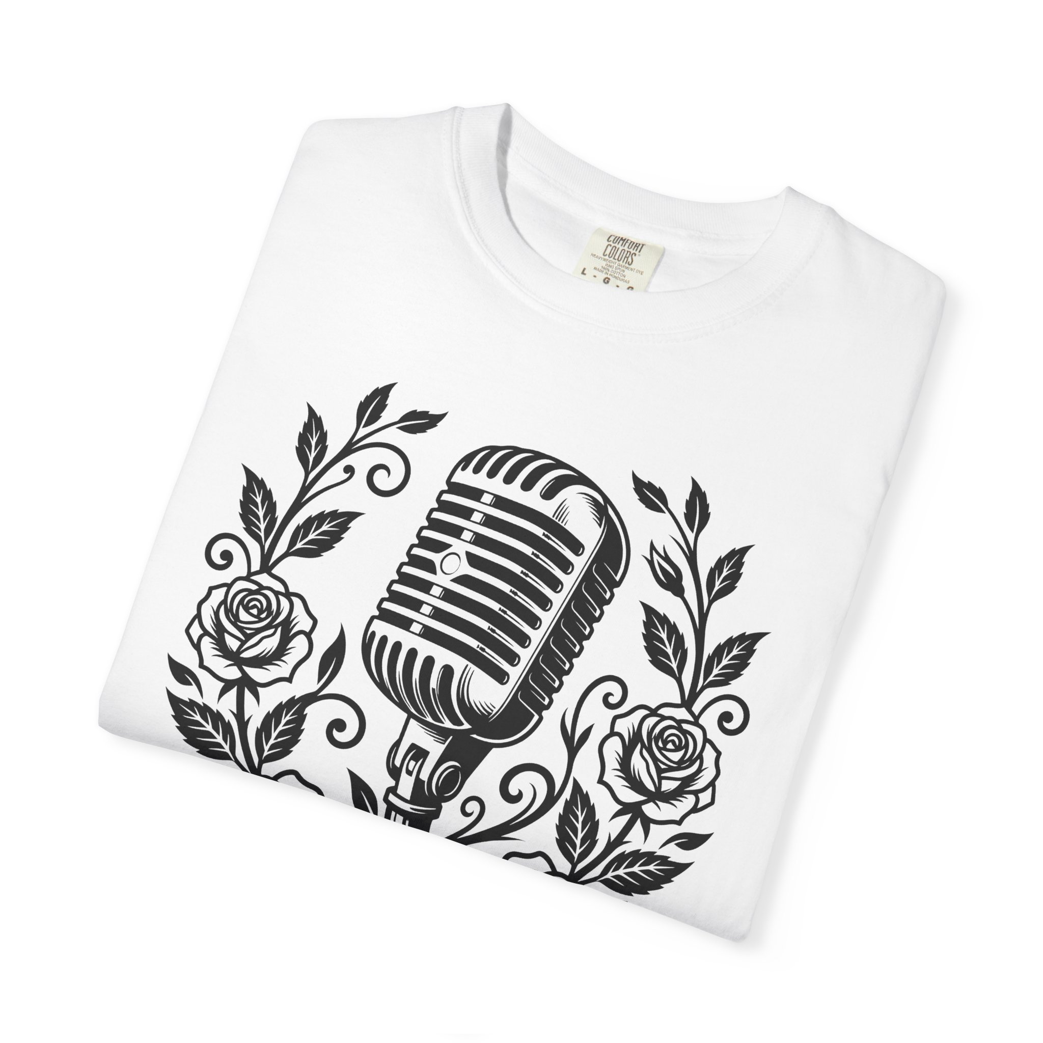 Vintage Microphone & Roses T‑Shirt — Retro Singer Tee - Image 3