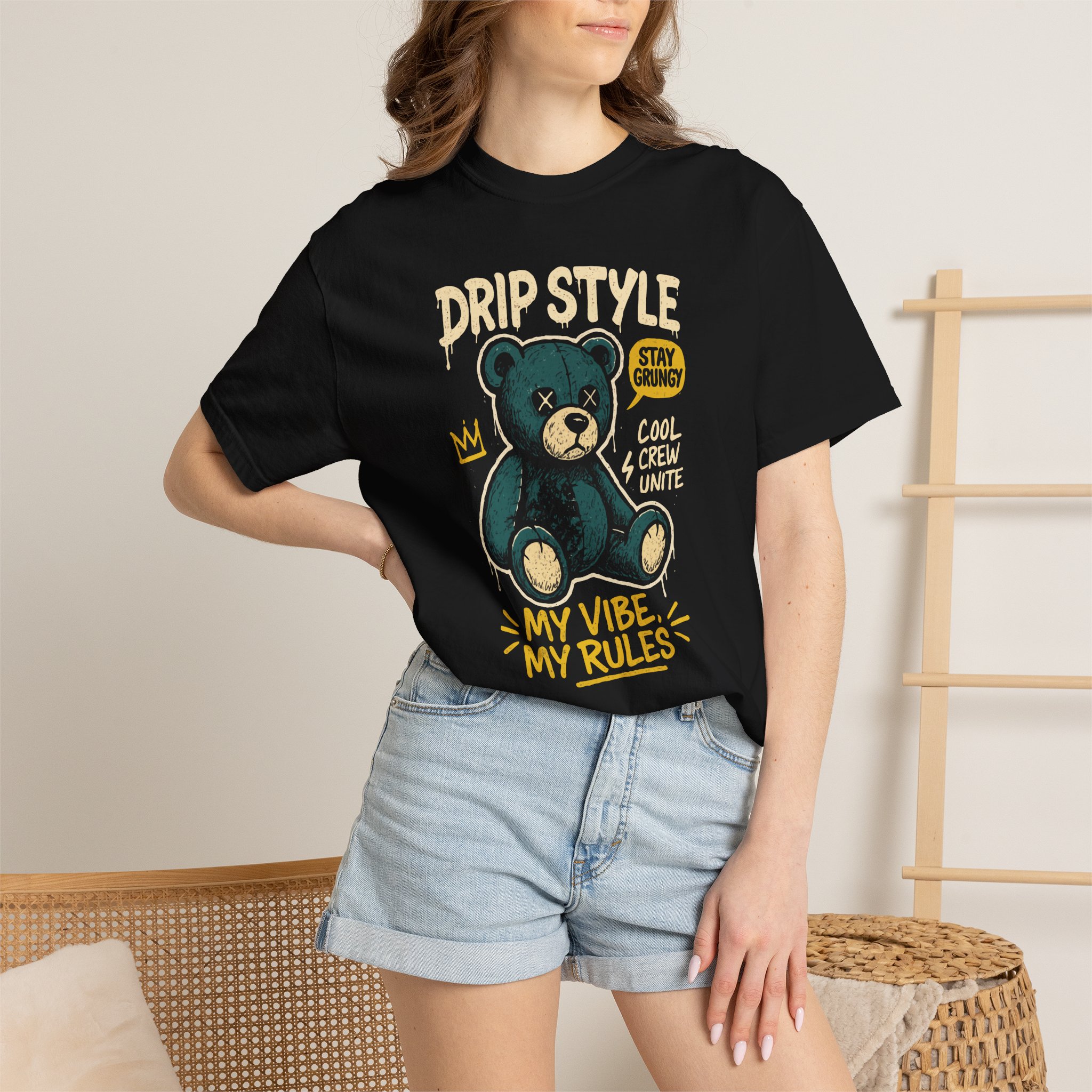 Drip Style Teddy Tee — "My Vibe My Rules" Graphic T-Shirt - Image 4
