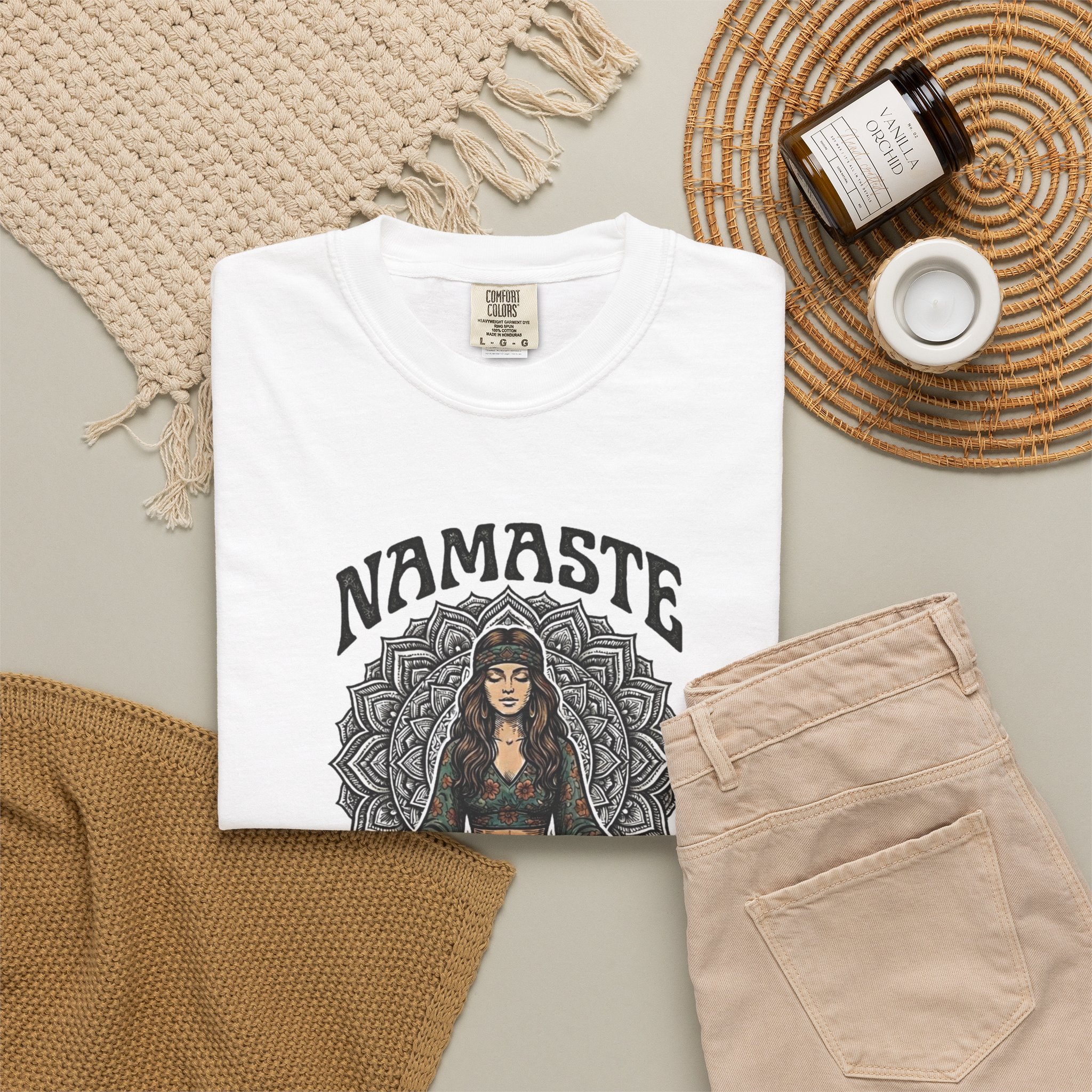 Yoga T-Shirt — "Namaste" Good Vibrations Meditation Graphic Tee - Image 4
