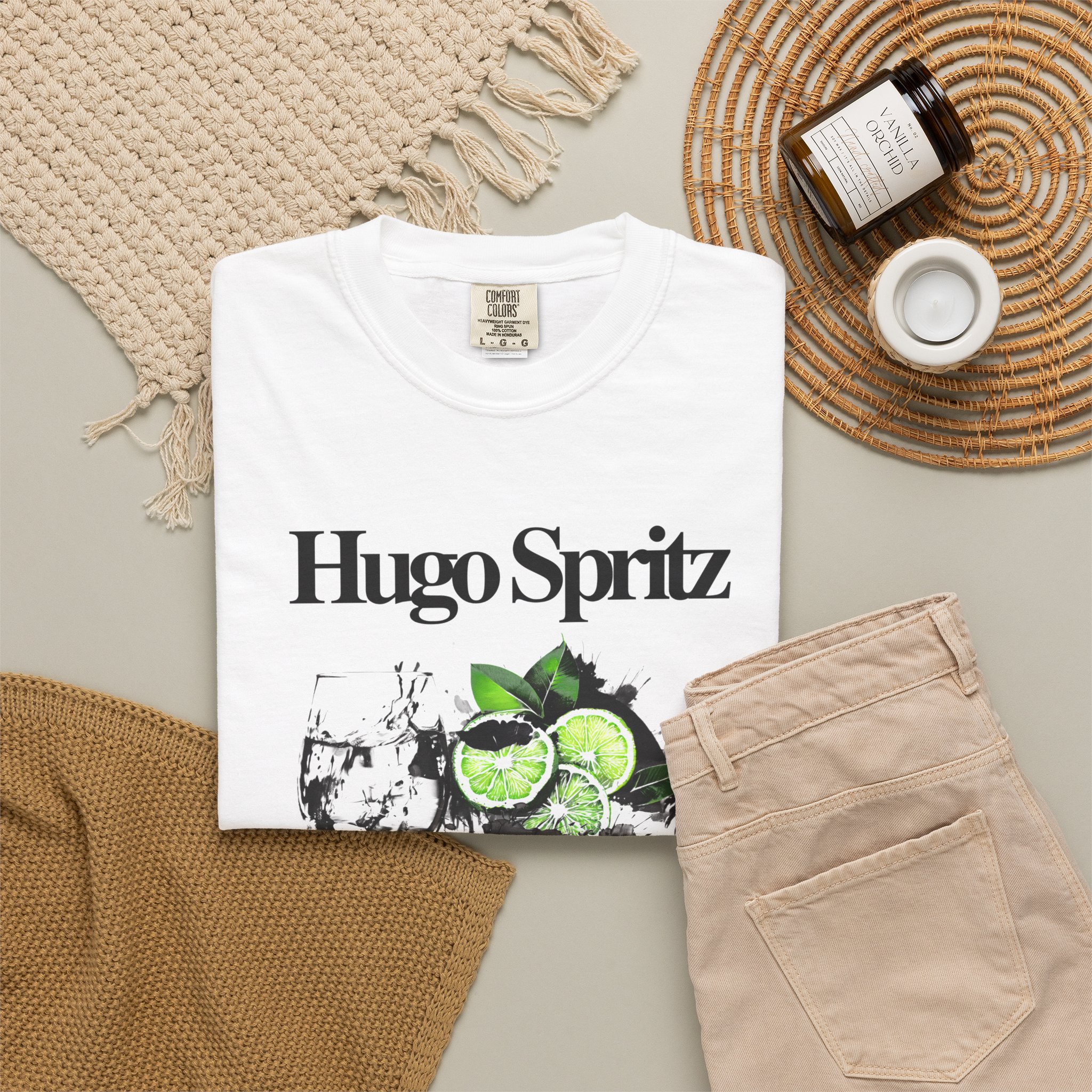 Hugo Spritz Cocktail T-Shirt — Lime & Bubbles Graphic Tee - Image 4
