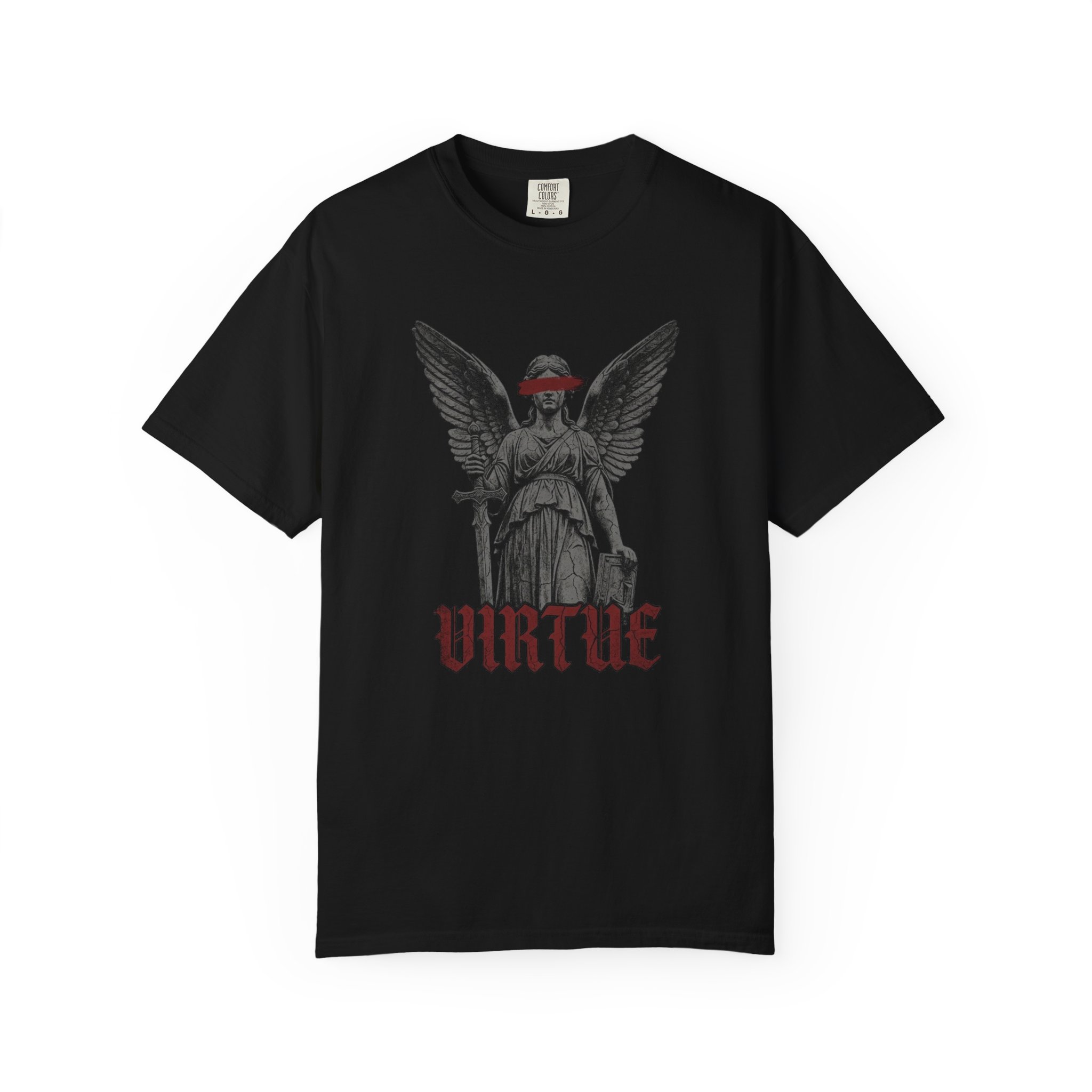 Virtue Angel Statue Tee – Gothic Angel Graphic T-Shirt