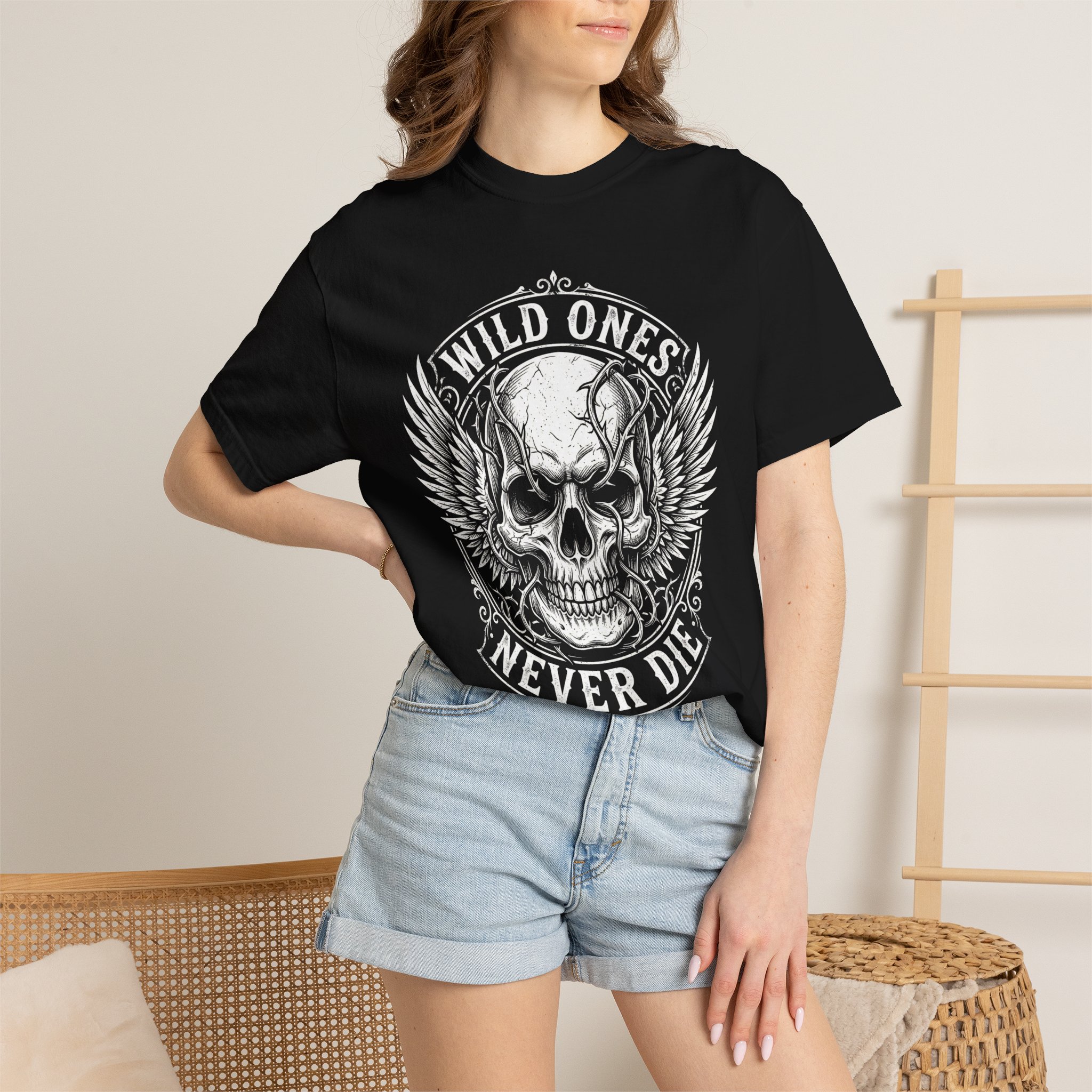 Skull 'Wild Ones Never Die' Graphic Tee - Image 4