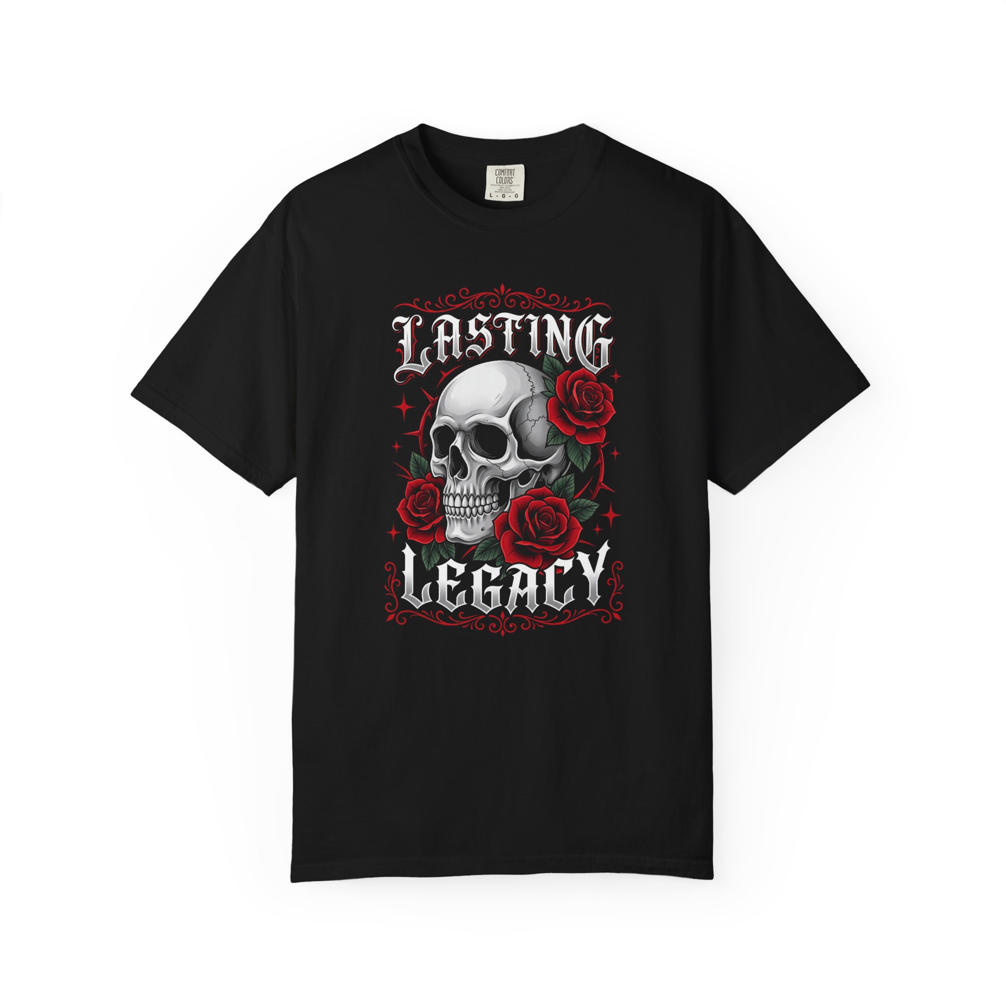 Lasting Legacy Skull Tee — Gothic Rose Skull T-Shirt
