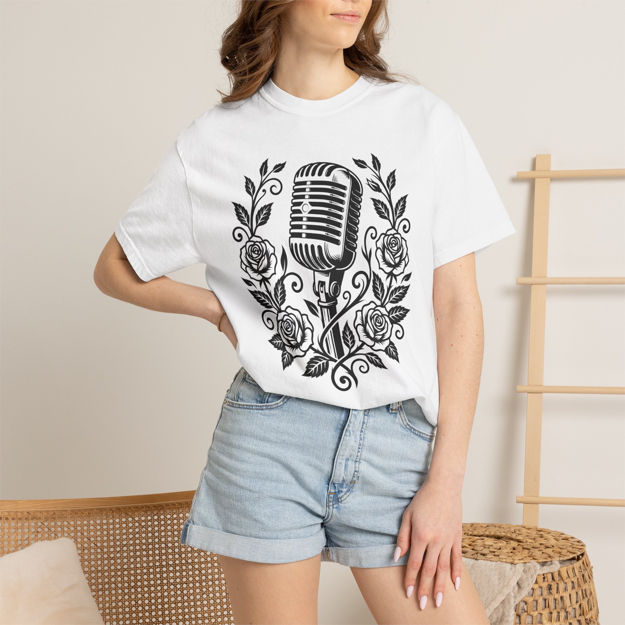 Vintage Microphone & Roses T‑Shirt — Retro Singer Tee - Image 4
