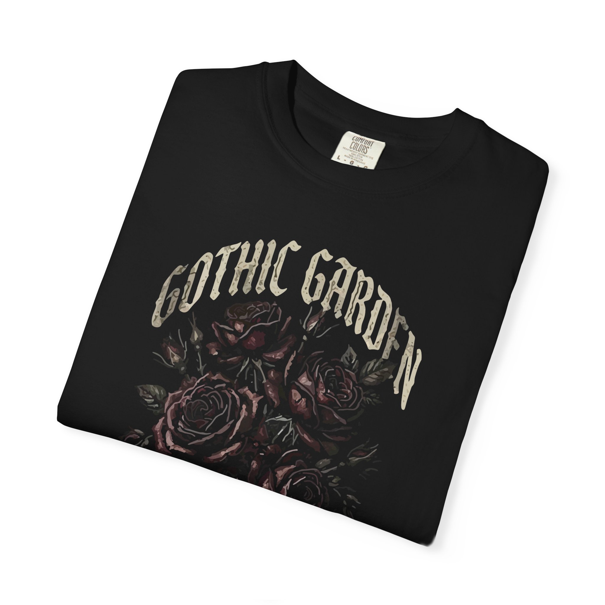 Gothic Garden T-Shirt — Dark Rose Graphic Tee - Image 3