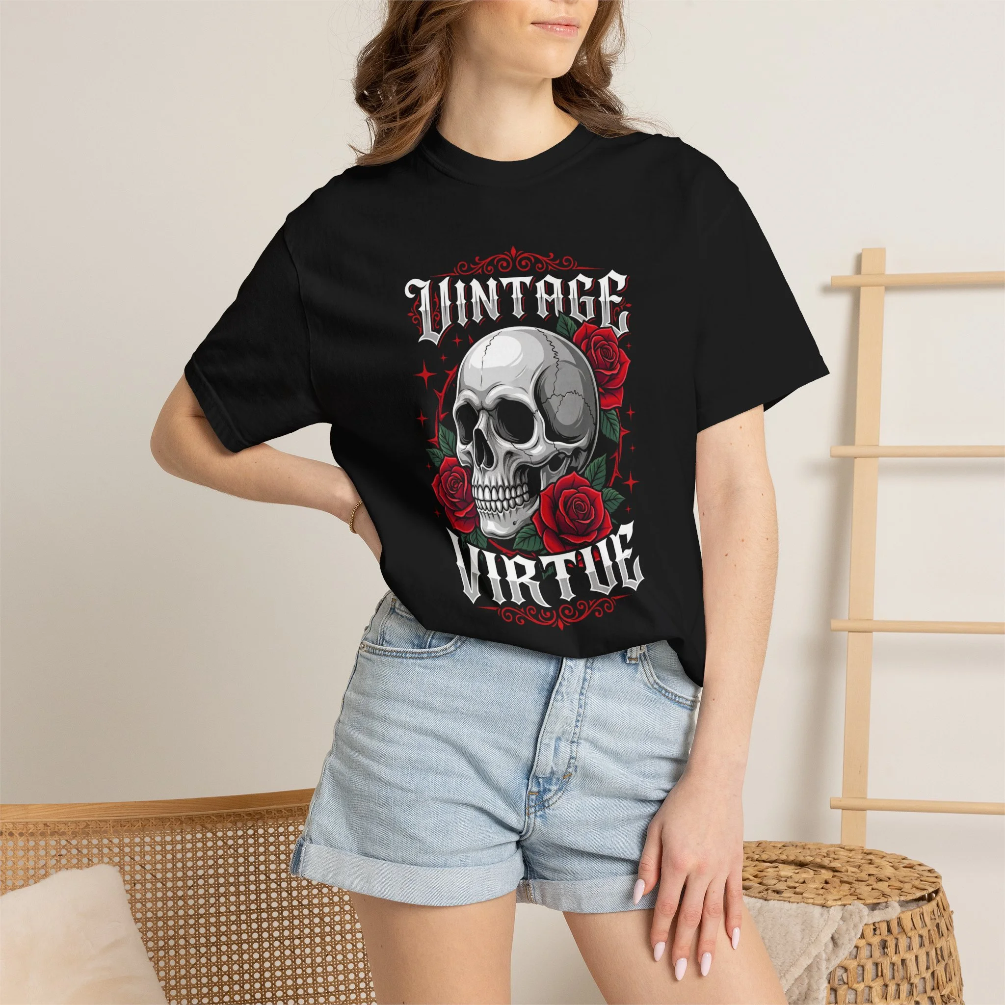Skull & Roses Vintage Virtue T-Shirt - Image 4