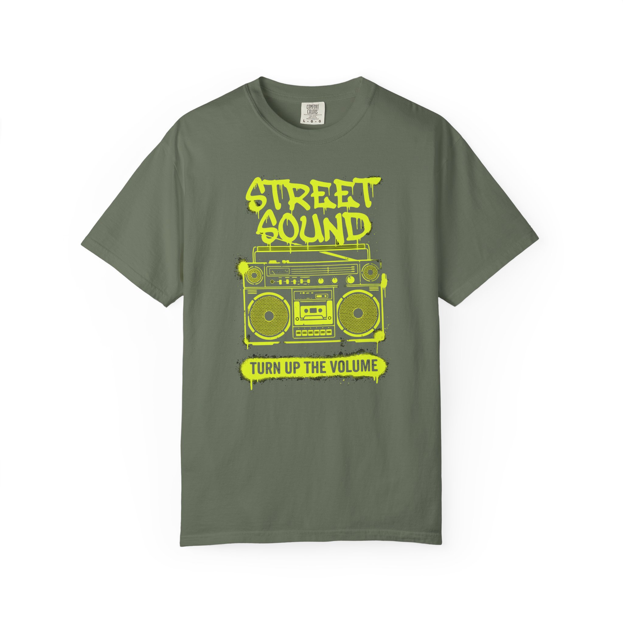 Street Sound Boombox T‑Shirt — "Turn Up The Volume" Music Tee