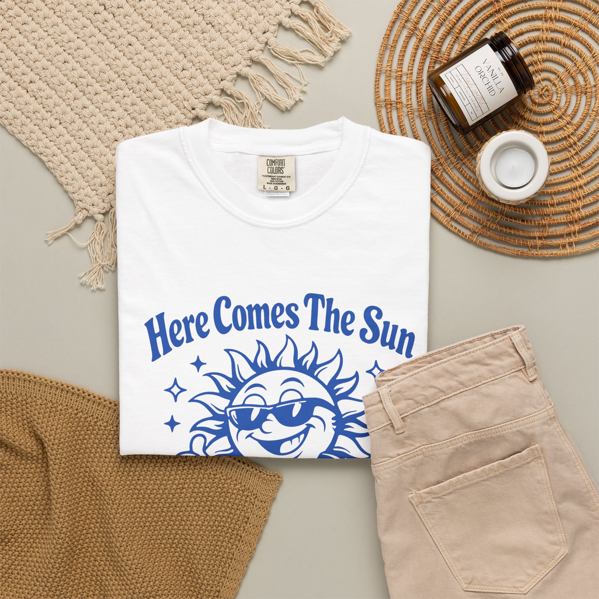 Tee — "Here Comes The Sun" Retro Smiling Sun Graphic Tee (Chase the Sun) - Image 4