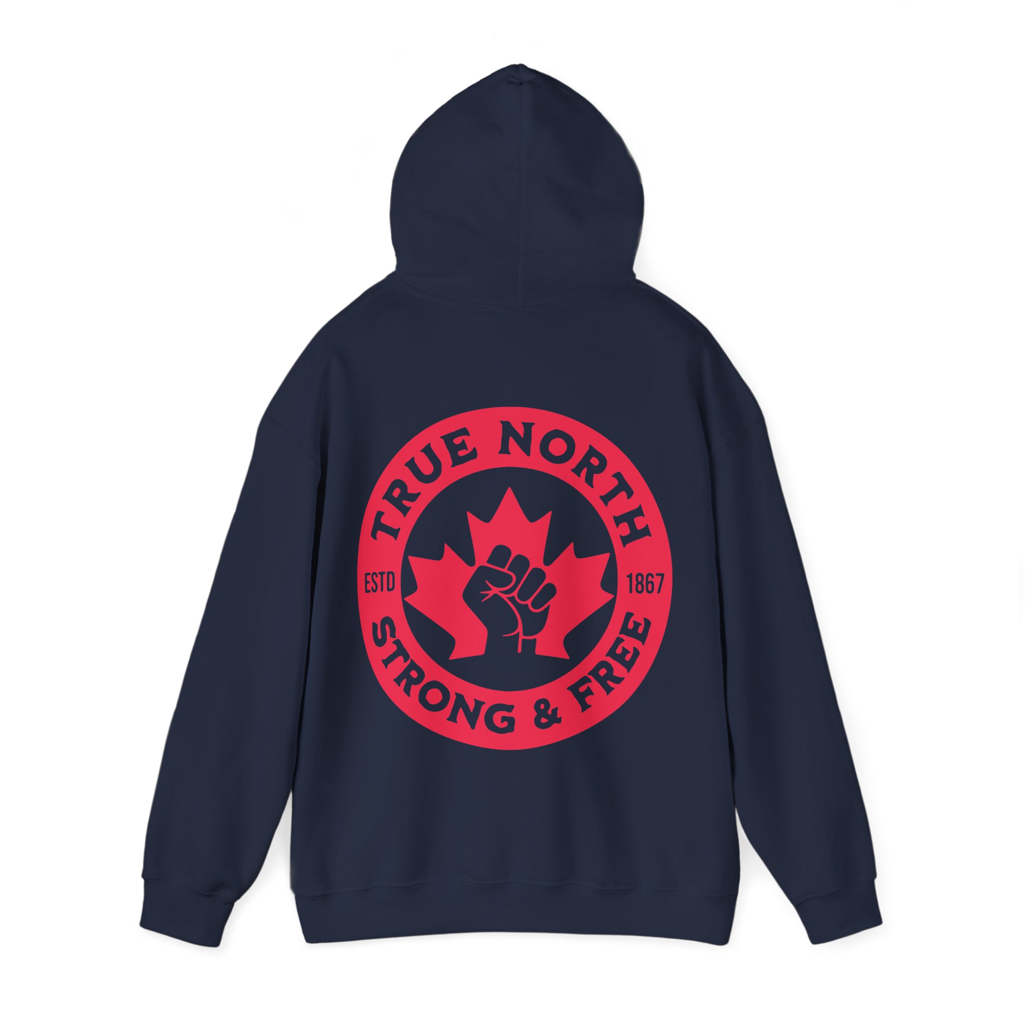 True North Hoodie – Strong & Free Canadian Fist Maple Leaf Sweatshirt - Image 3