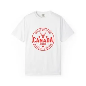 Canada Round Emblem T-Shirt — "United We Stand" Patriotic Canada Tee