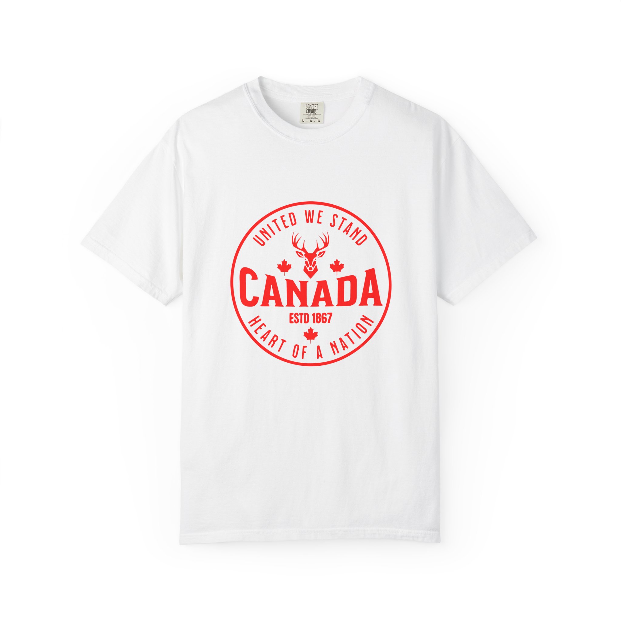 Canada Round Emblem T-Shirt — "United We Stand" Patriotic Canada Tee