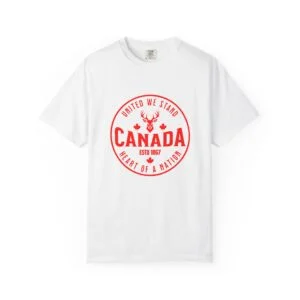 Canada Vintage Crest T-Shirt — "United We Stand, Heart of a Nation"