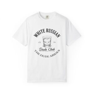 White Russian Tee — "Dude Club: The Dude Abides" Cocktail Shirt
