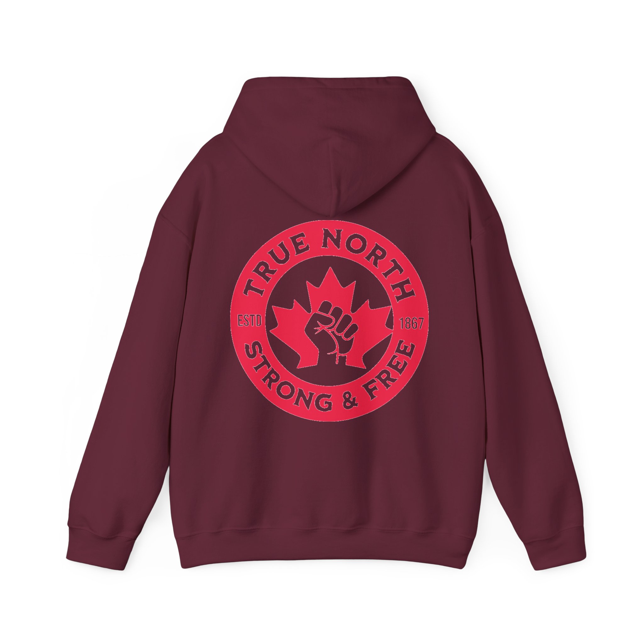 True North Hoodie – Strong & Free Canadian Maple Fist Pullover - Image 2
