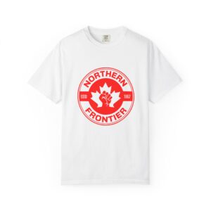 Northern Frontier Logo T-Shirt — Retro Canadian Maple Emblem