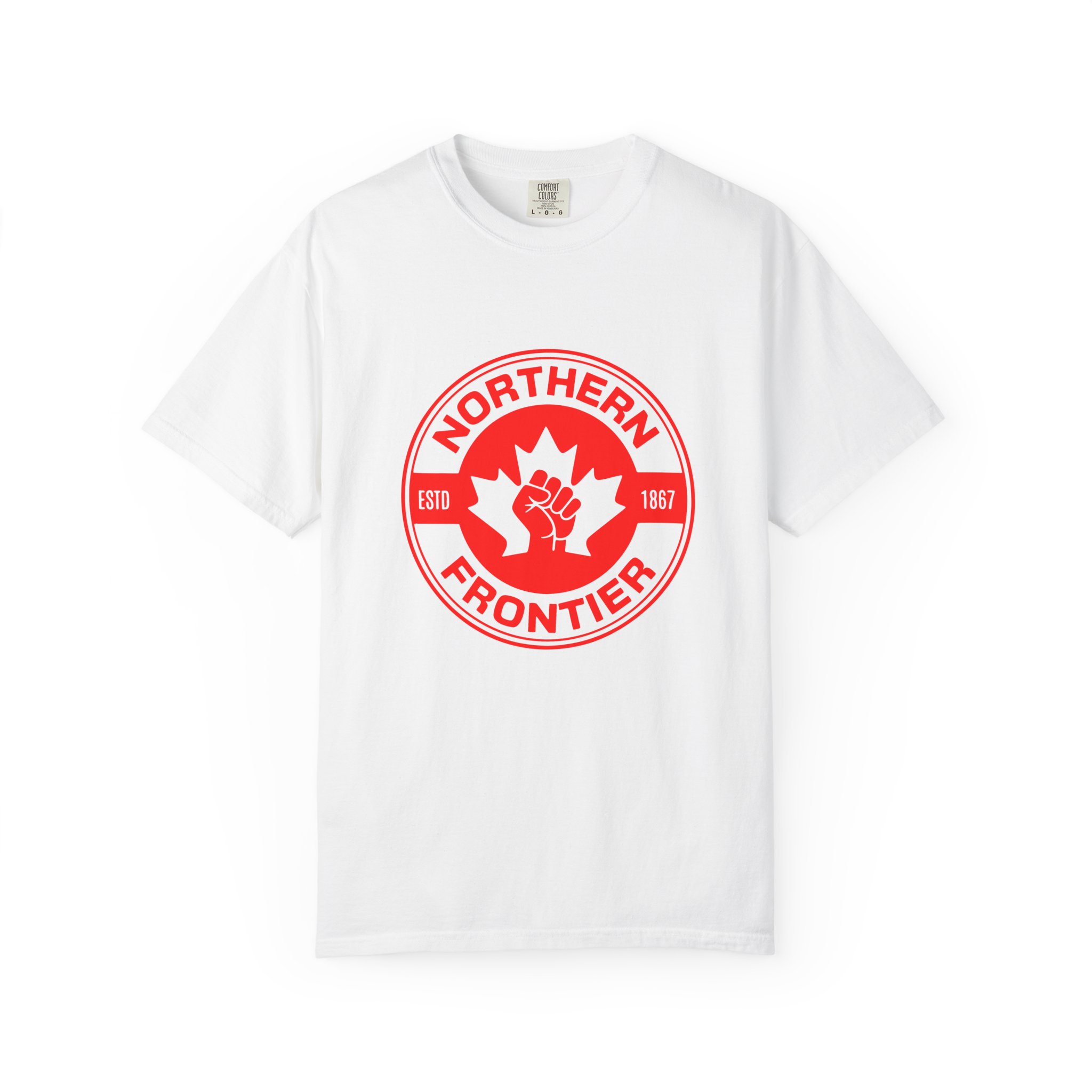 Northern Frontier Logo T-Shirt — Retro Canadian Maple Emblem