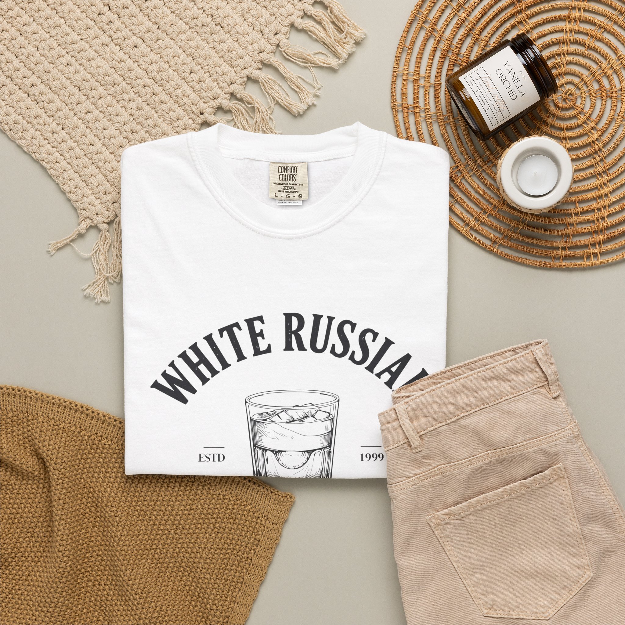White Russian Tee — "Dude Club: The Dude Abides" Cocktail Shirt - Image 4