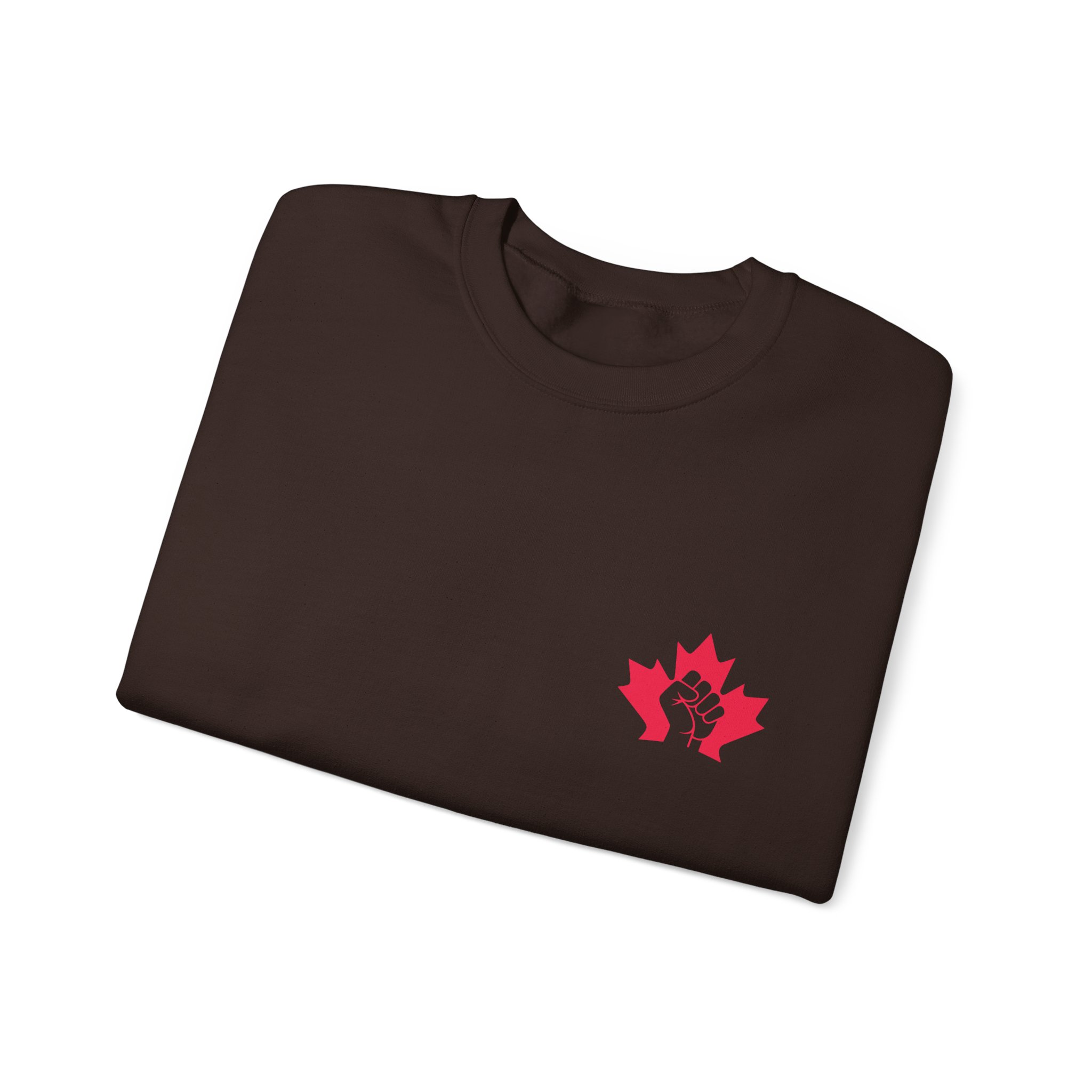 True North Crewneck Sweatshirt – 'True North Strong & Free' Canadian Maple Fist Design - Image 3